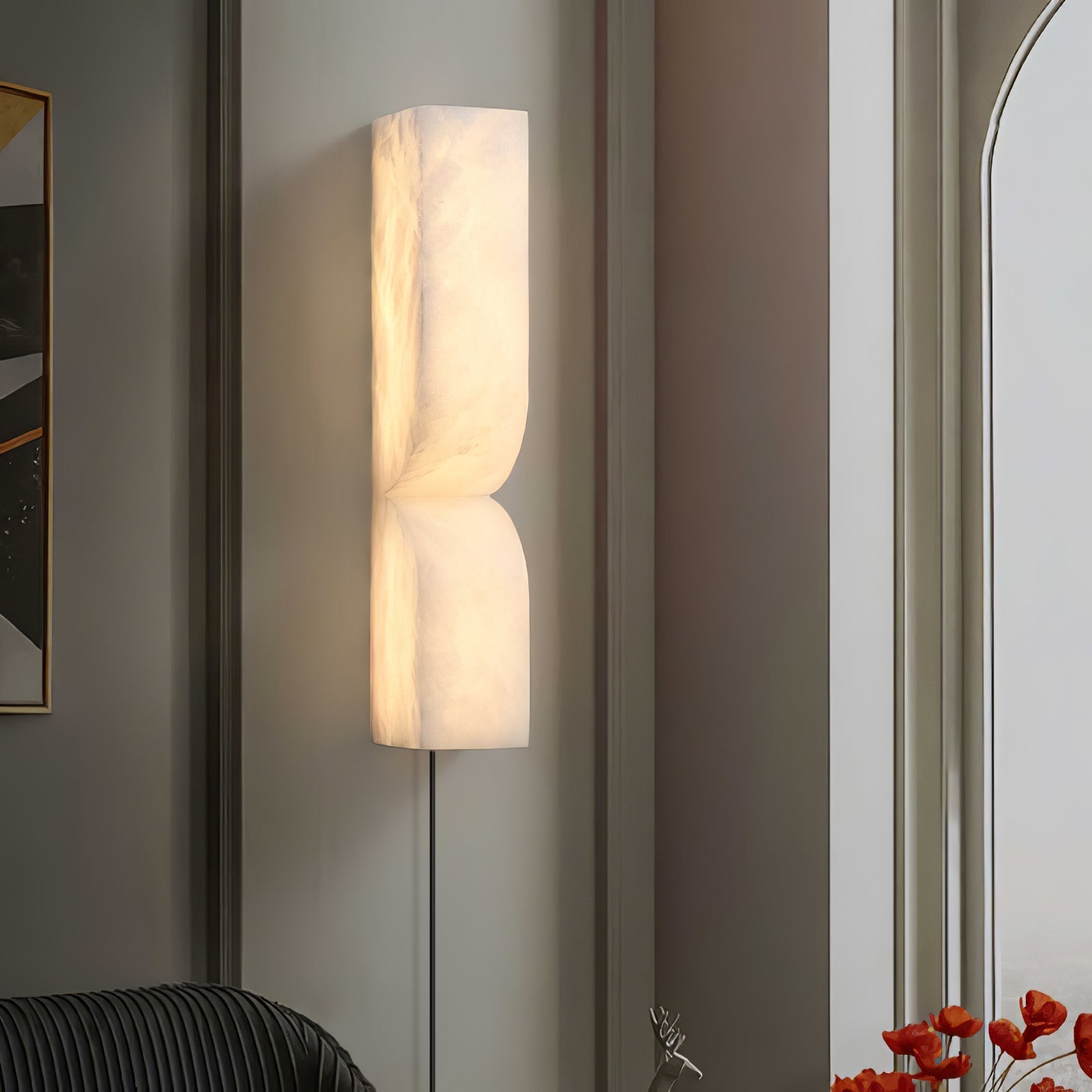 Lena Minimalist Alabaster Wall Light-Neutral Decor
