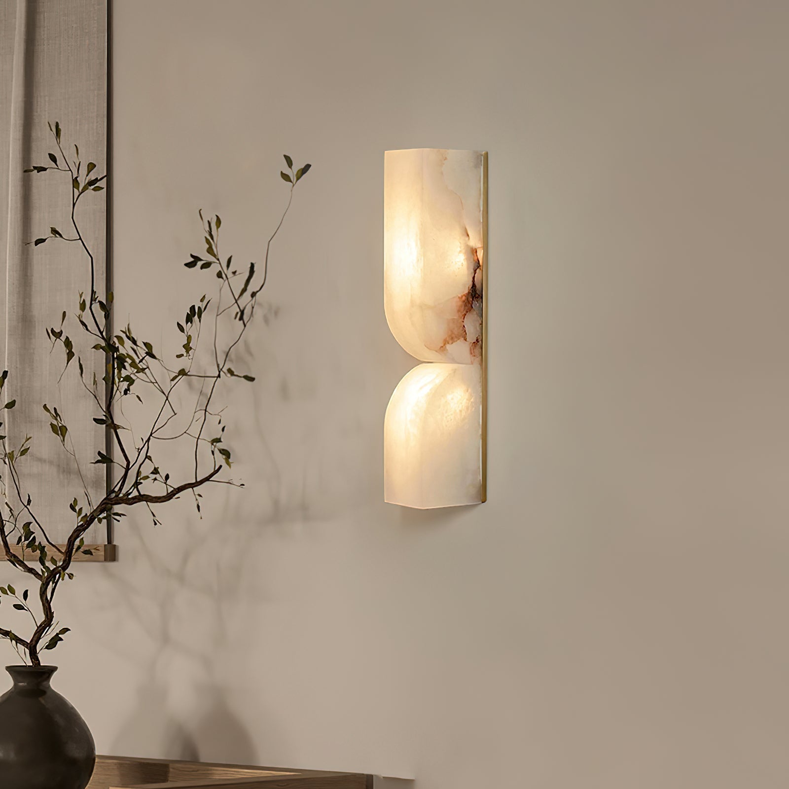 Lena Minimalist Alabaster Wall Light-Neutral Decor