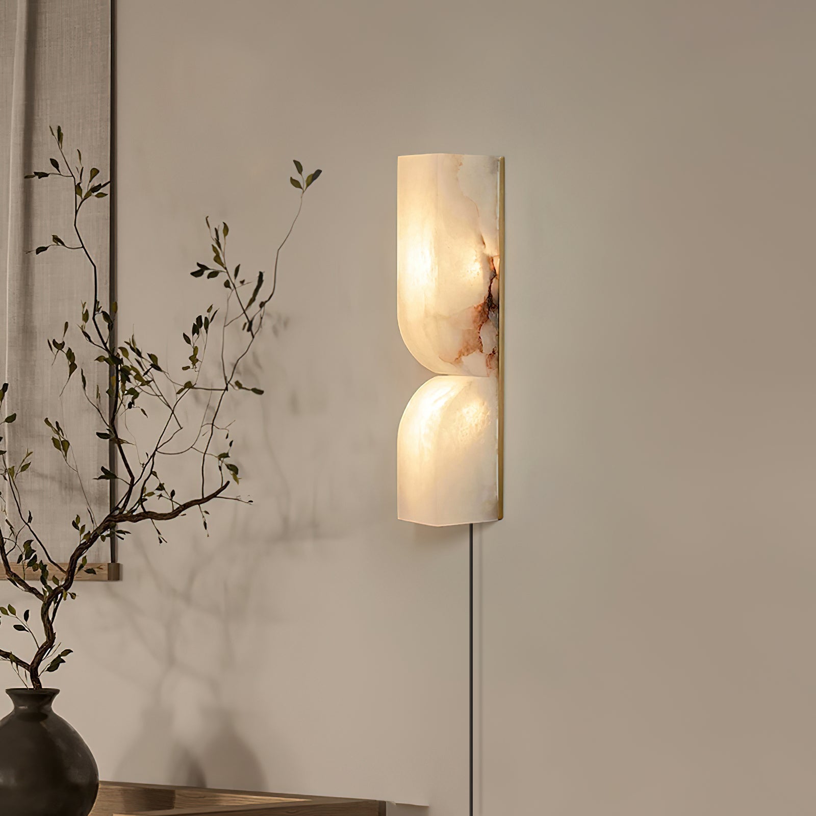 Lena Minimalist Alabaster Wall Light-Neutral Decor
