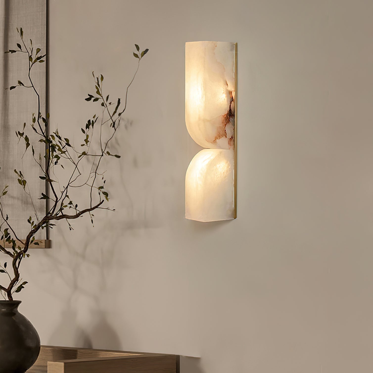 Lunaris Alabaster Rectangular Wall Lamp-Neutral Decor