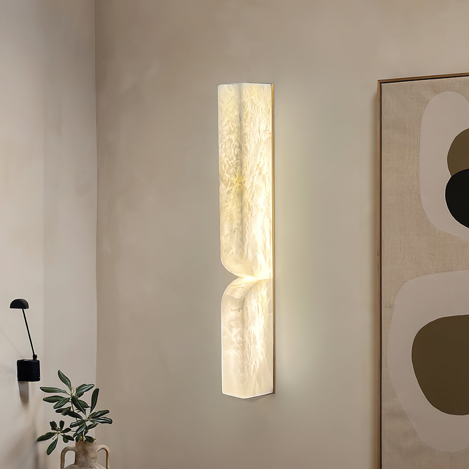 Lunaris Alabaster Rectangular Wall Lamp-Neutral Decor