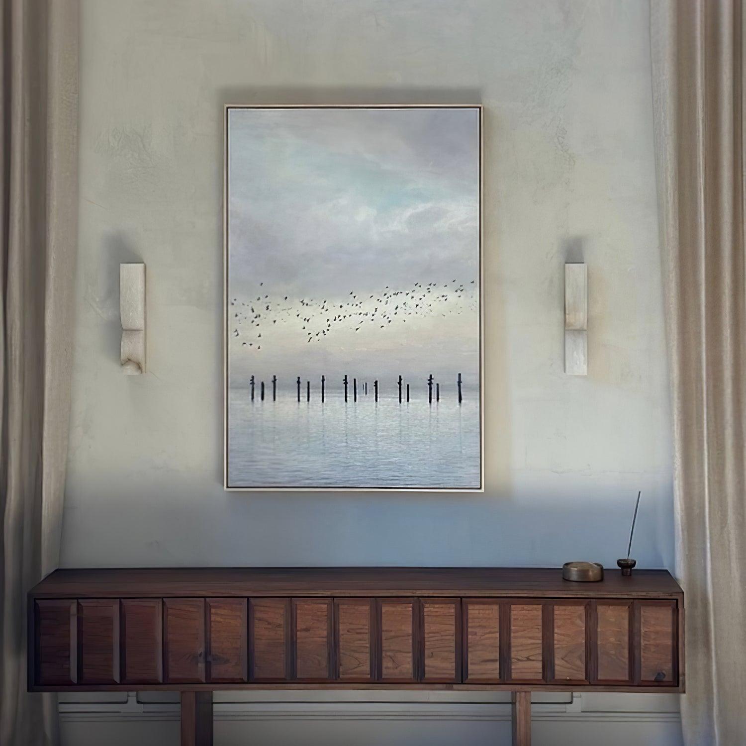 Lunaris Alabaster Rectangular Wall Lamp-Neutral Decor