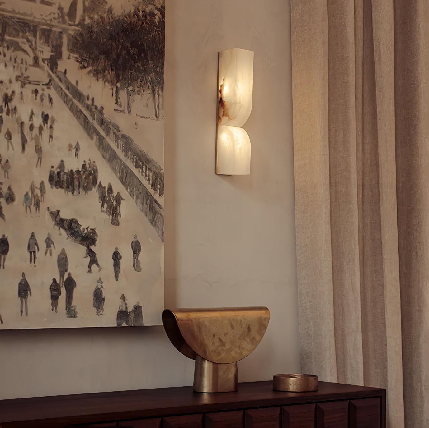 Lunaris Alabaster Rectangular Wall Lamp-Neutral Decor