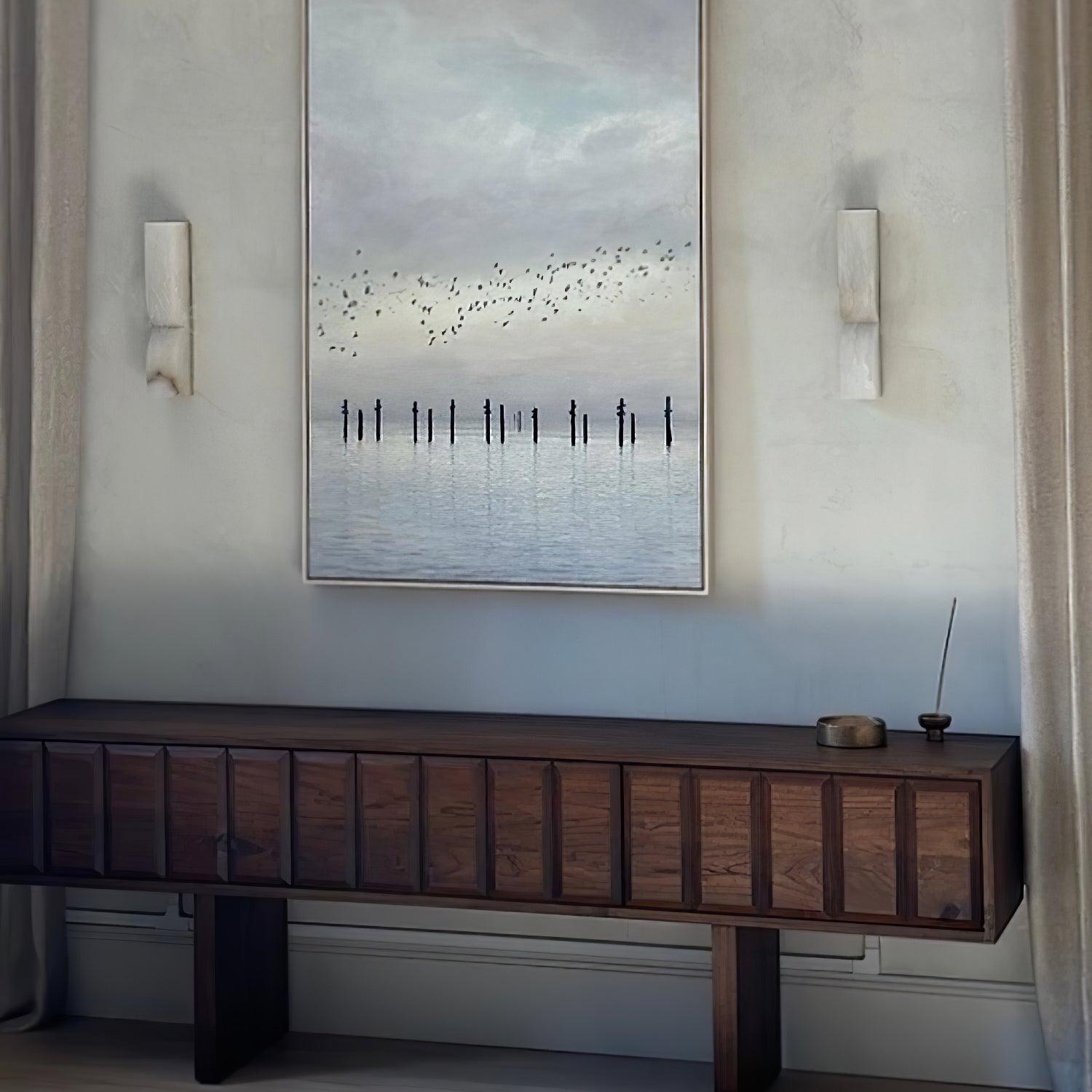 Lunaris Alabaster Rectangular Wall Lamp-Neutral Decor