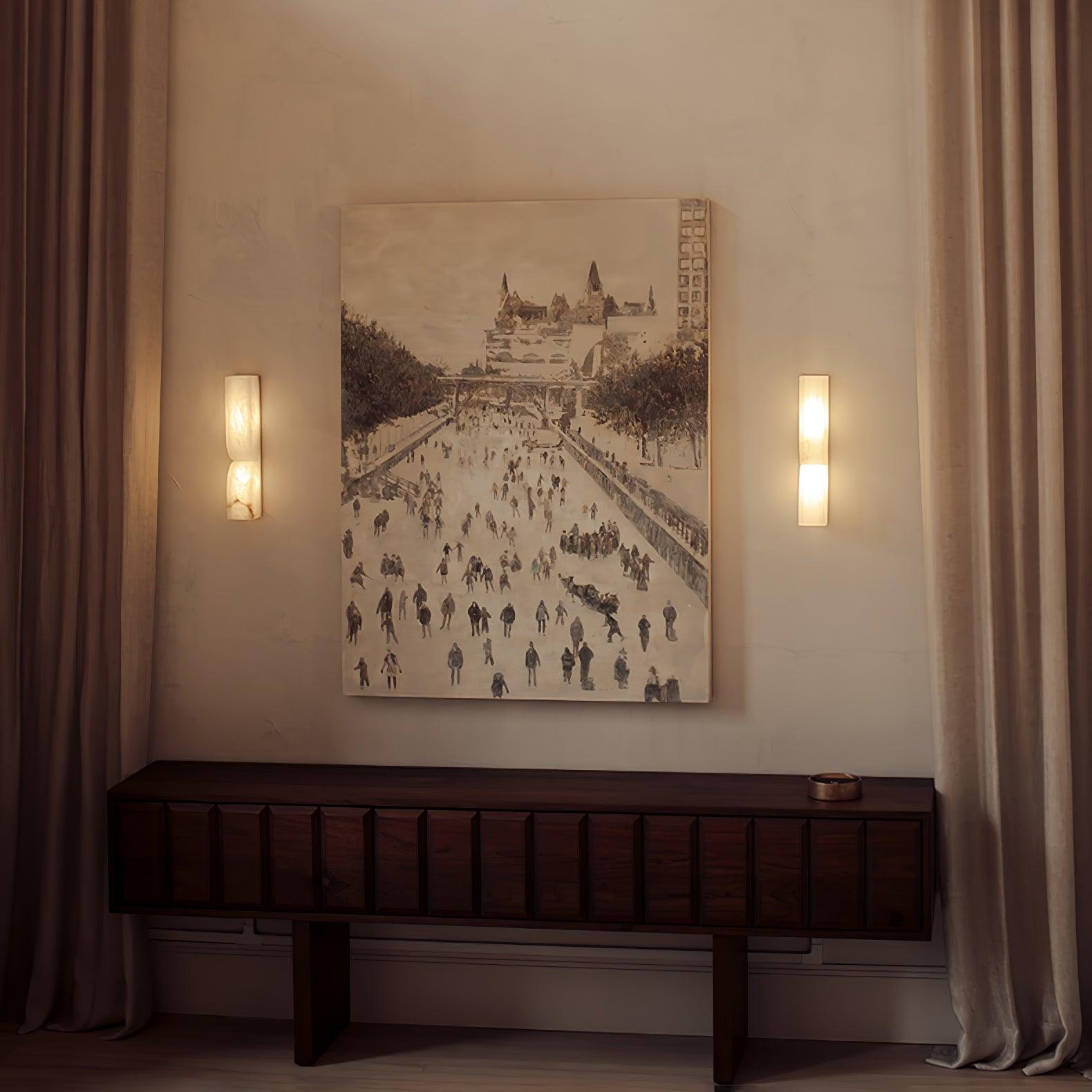 Lunaris Alabaster Rectangular Wall Lamp-Neutral Decor