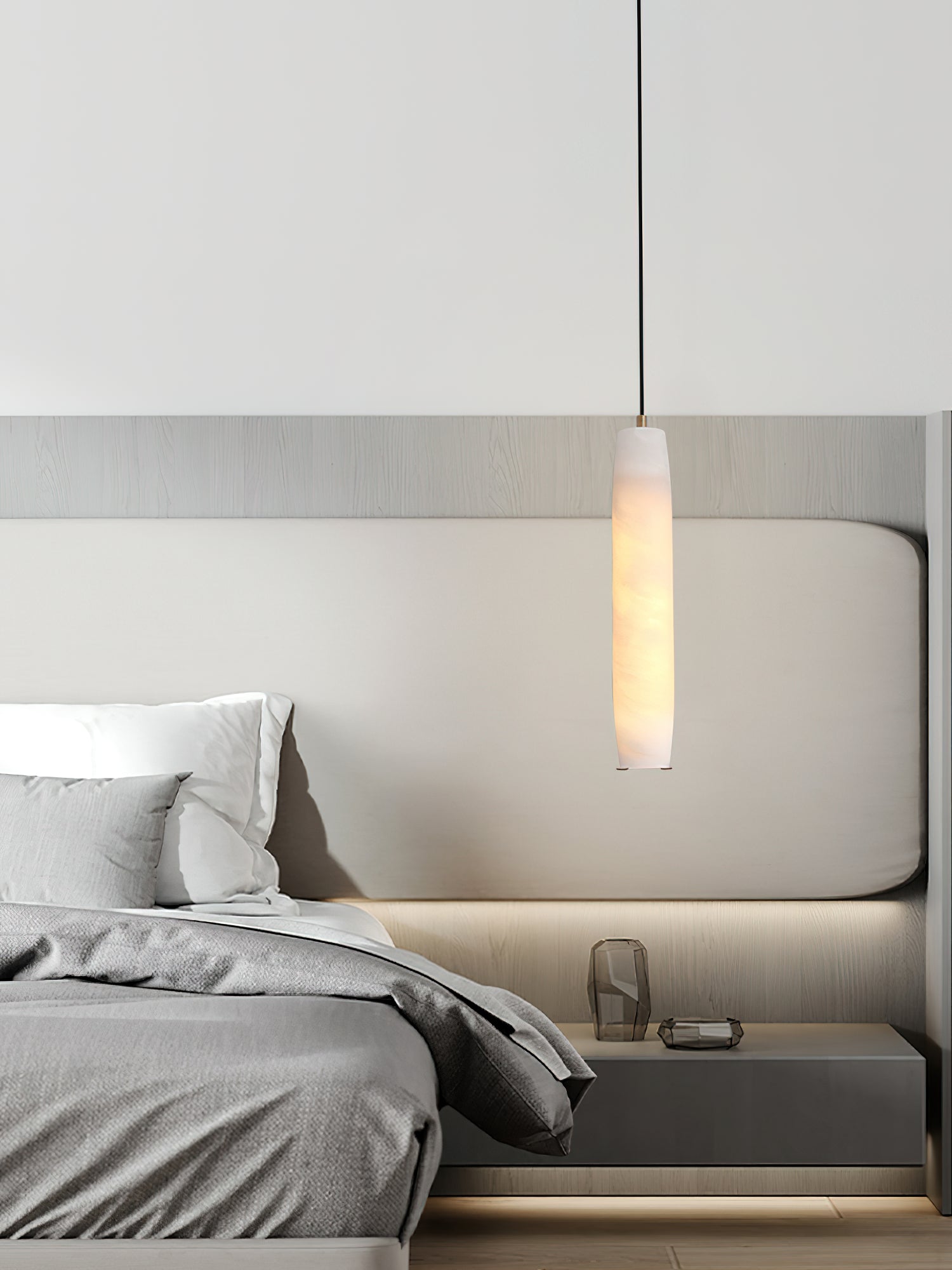 Kvennuvye Flute Modern Minimalist Alabaster Pendant Light
