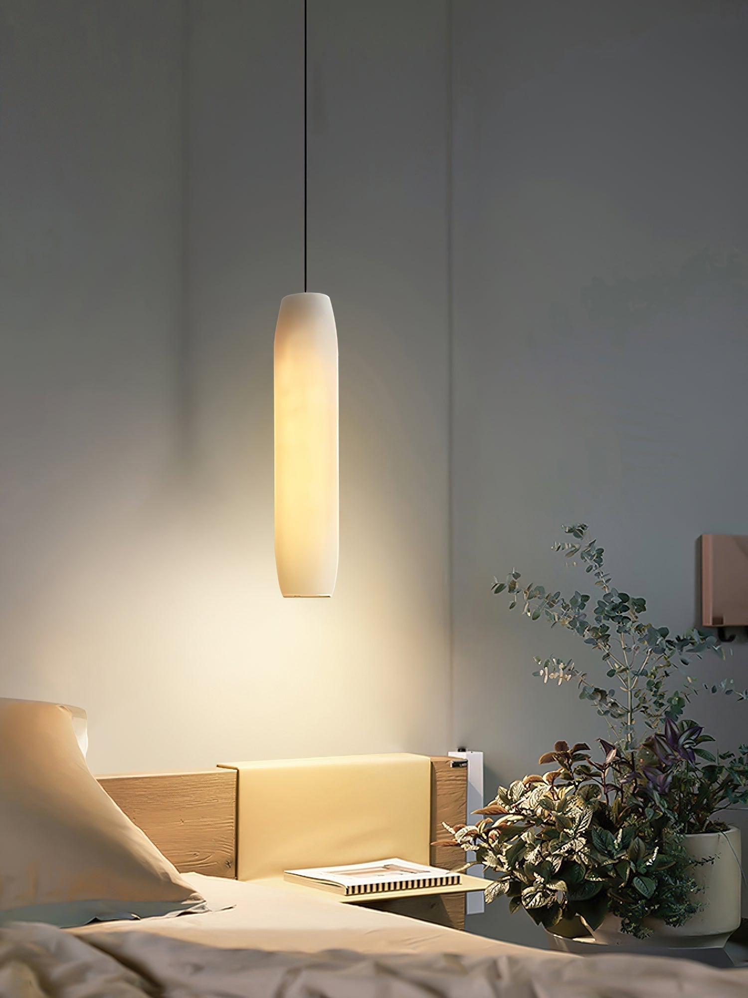 Orven Flute Modern Minimalist Alabaster Pendant Light-Neutral Decor