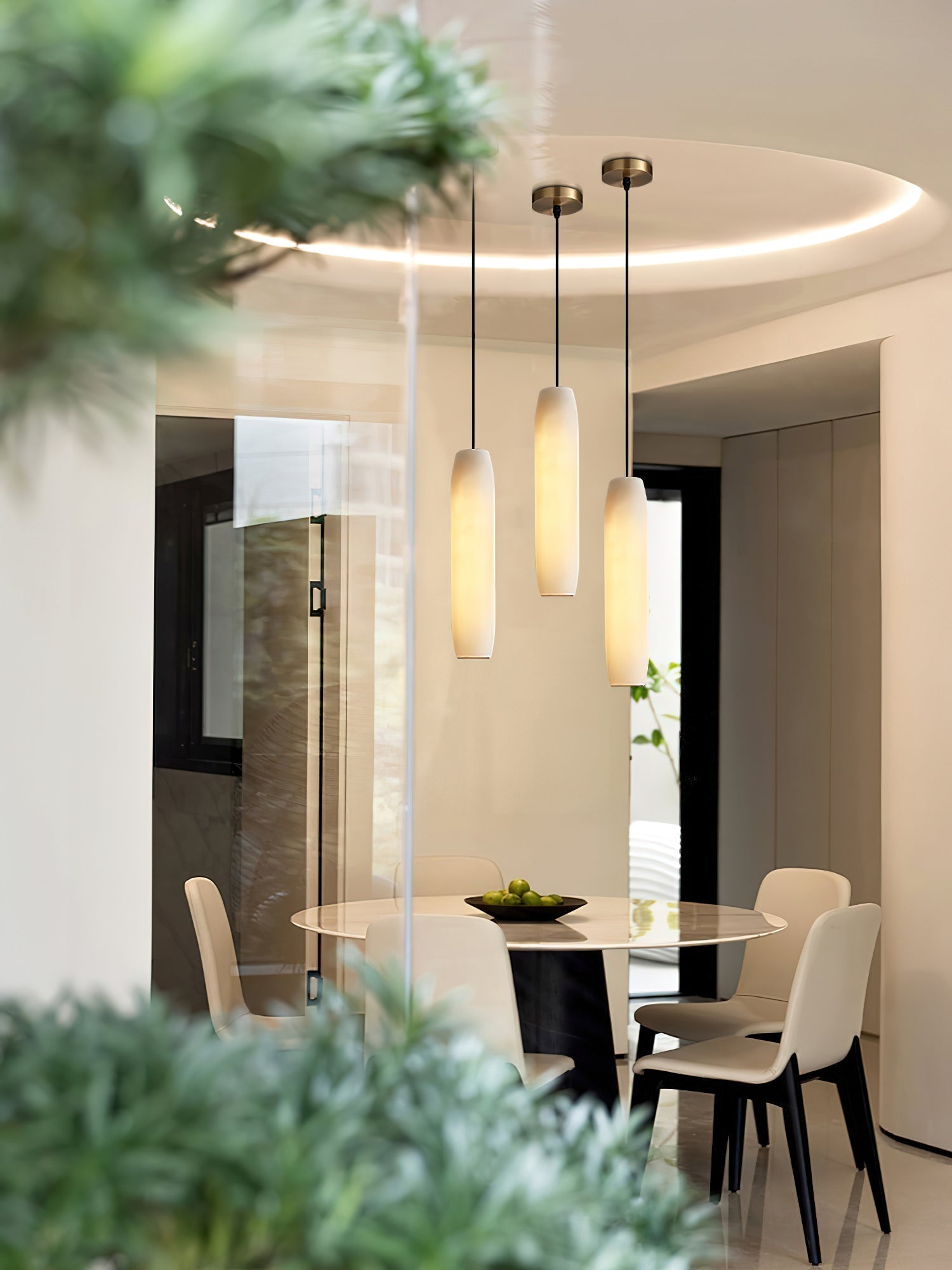 Orven Flute Modern Minimalist Alabaster Pendant Light-Neutral Decor
