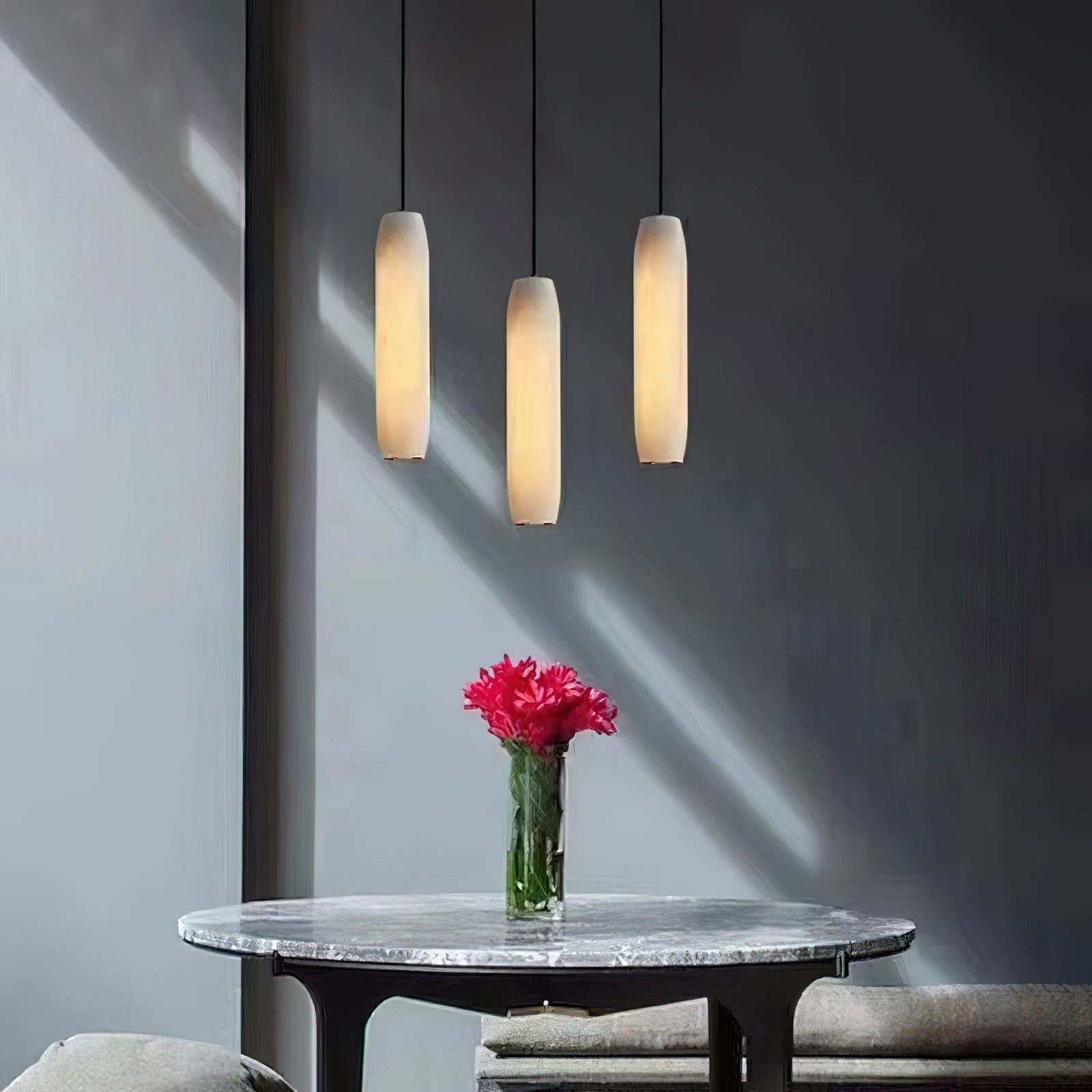 Orven Flute Modern Minimalist Alabaster Pendant Light-Neutral Decor