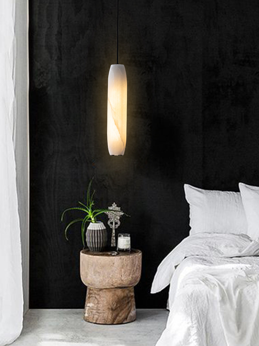 Orven Flute Modern Minimalist Alabaster Pendant Light-Neutral Decor