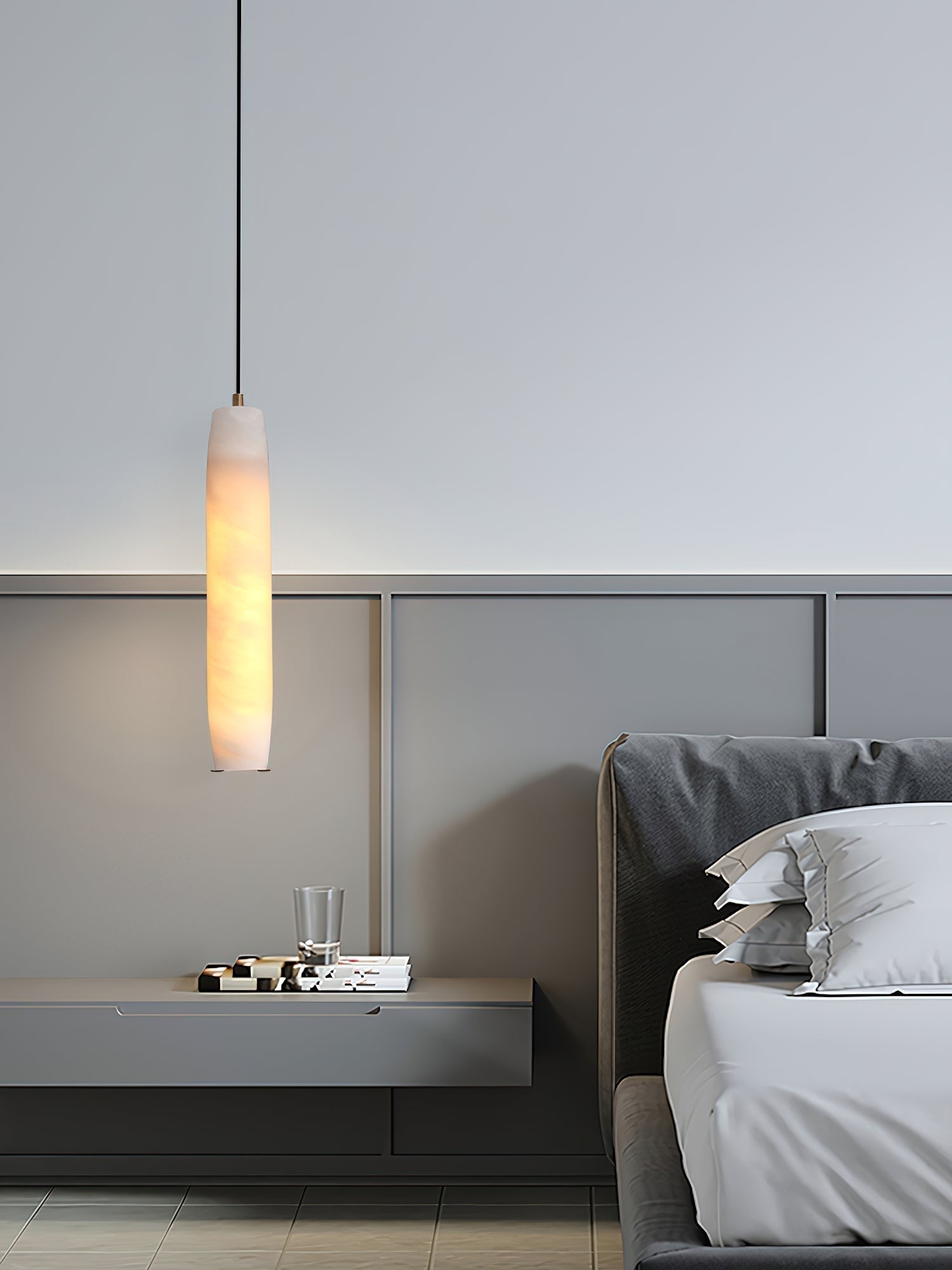 Orven Flute Modern Minimalist Alabaster Pendant Light-Neutral Decor