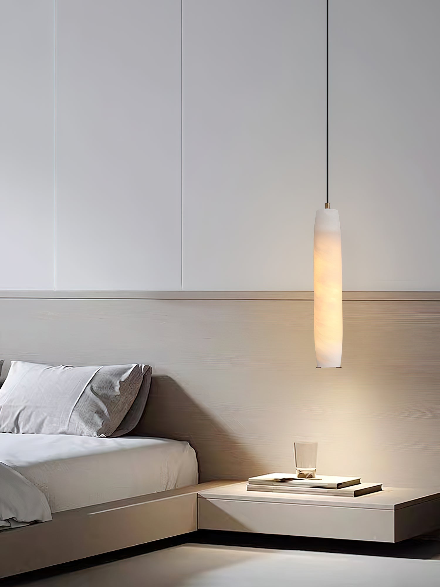 Kvennuvye Flute Modern Minimalist Alabaster Pendant Light