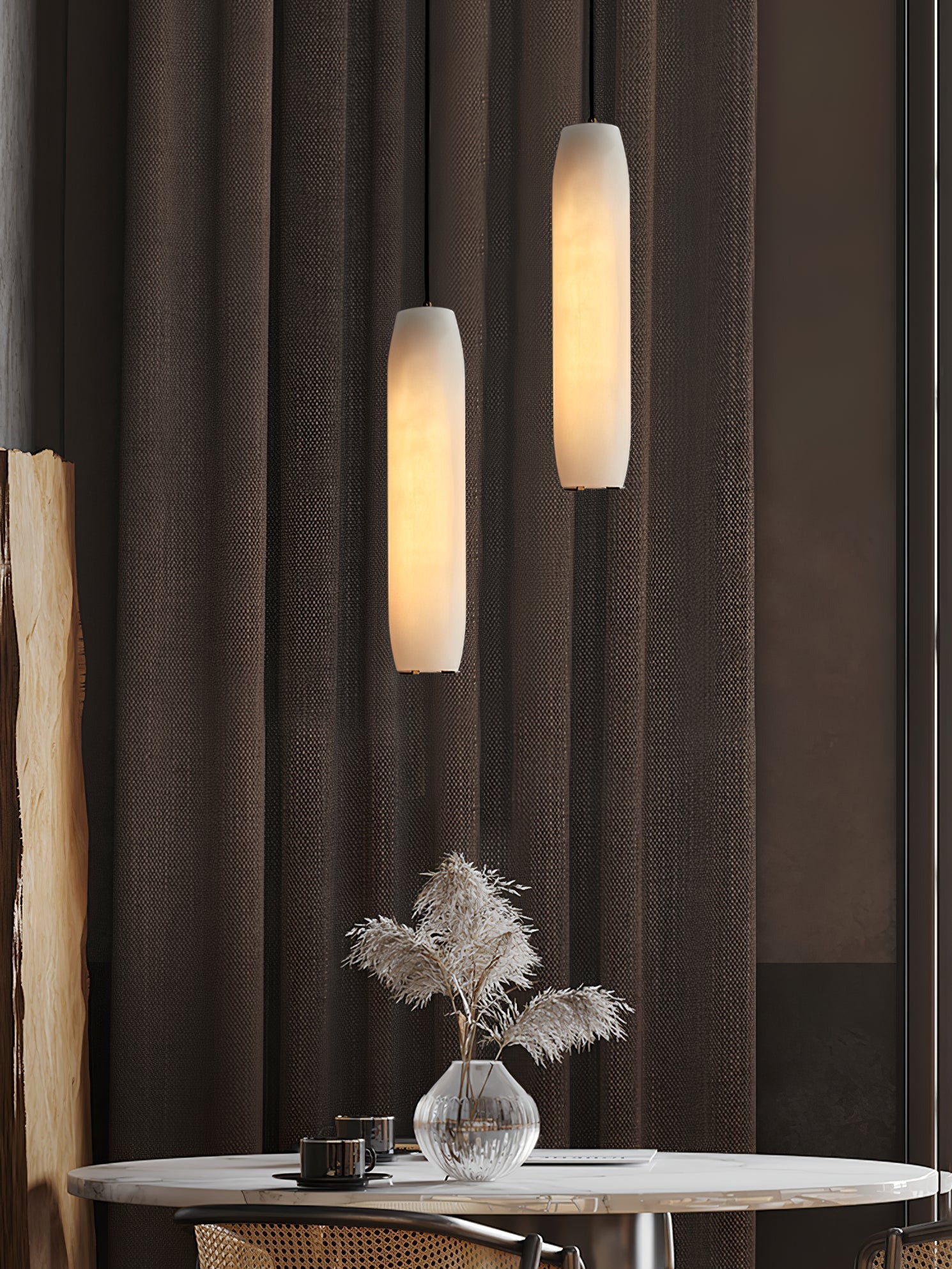 Orven Flute Modern Minimalist Alabaster Pendant Light-Neutral Decor