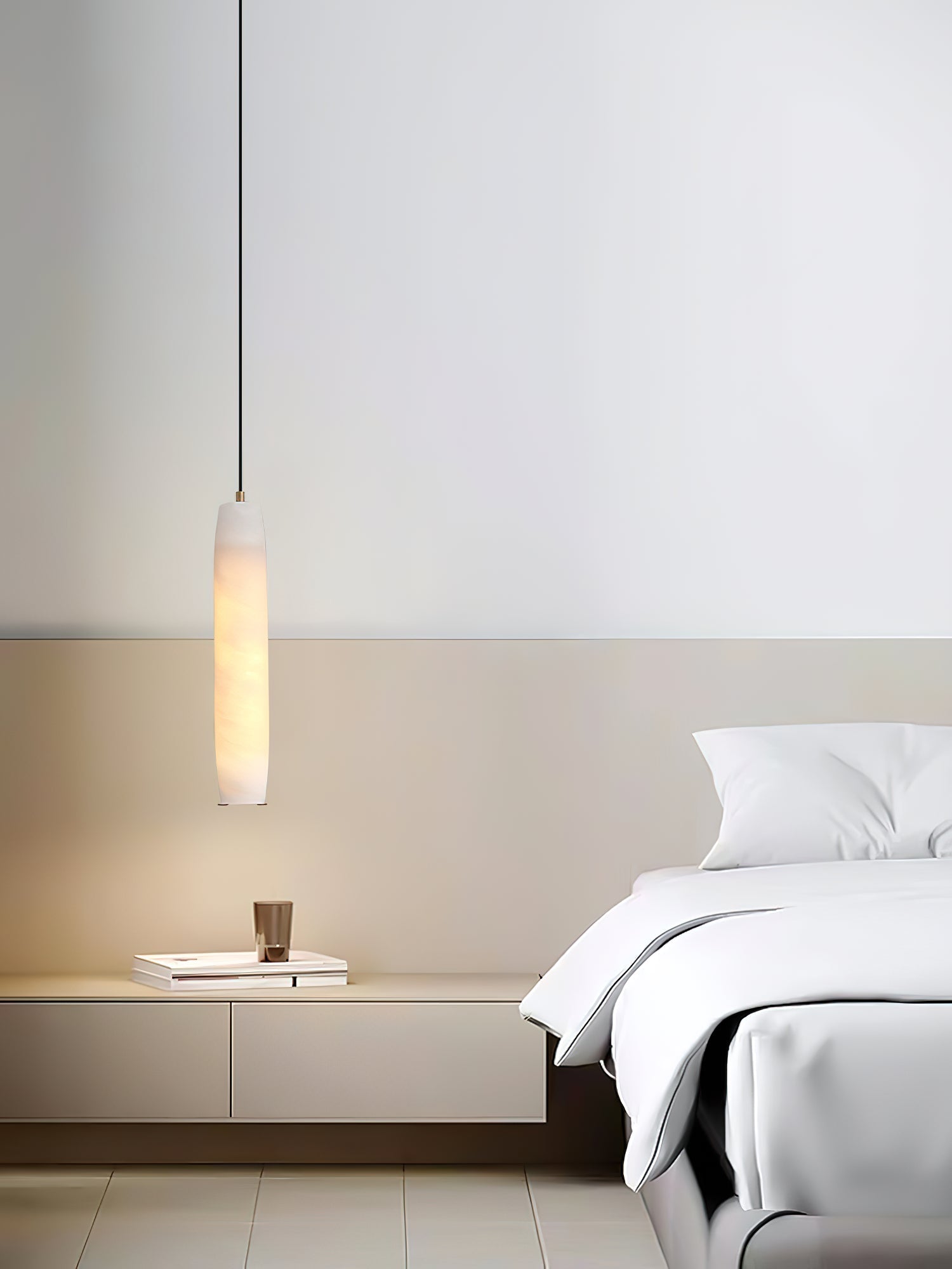 Orven Flute Modern Minimalist Alabaster Pendant Light-Neutral Decor