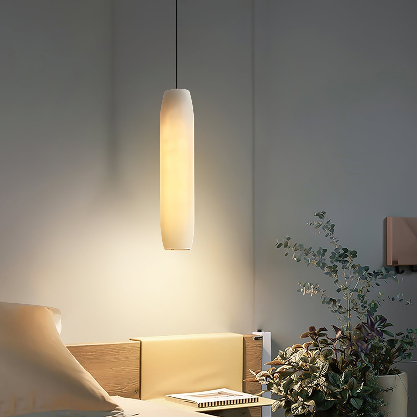 Orven Flute Modern Minimalist Alabaster Pendant Light-Neutral Decor