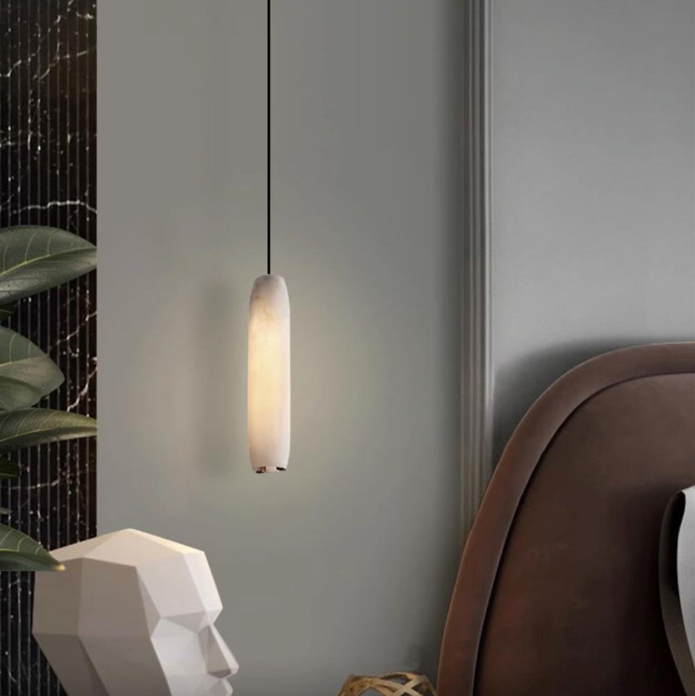 Kvennuvye Flute Modern Minimalist Alabaster Pendant Light
