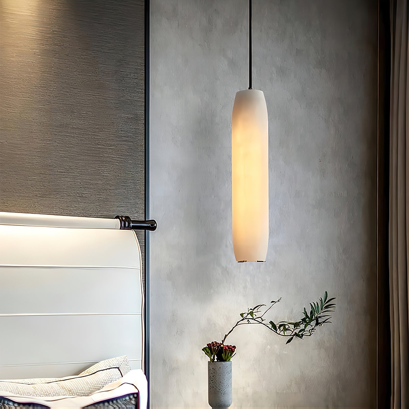 Orven Flute Modern Minimalist Alabaster Pendant Light-Neutral Decor
