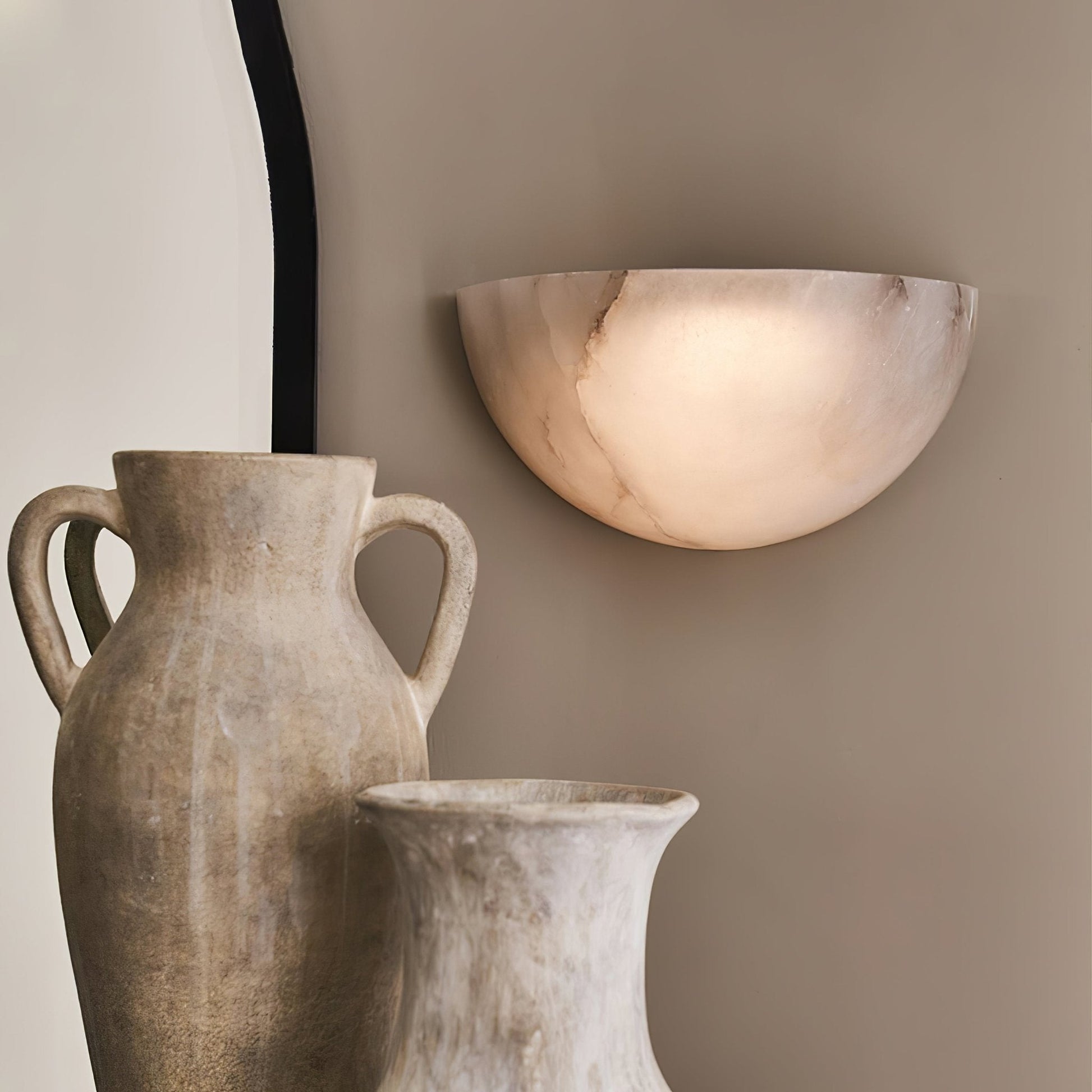 Selene Classic Alabaster Wall Light-Neutral Decor