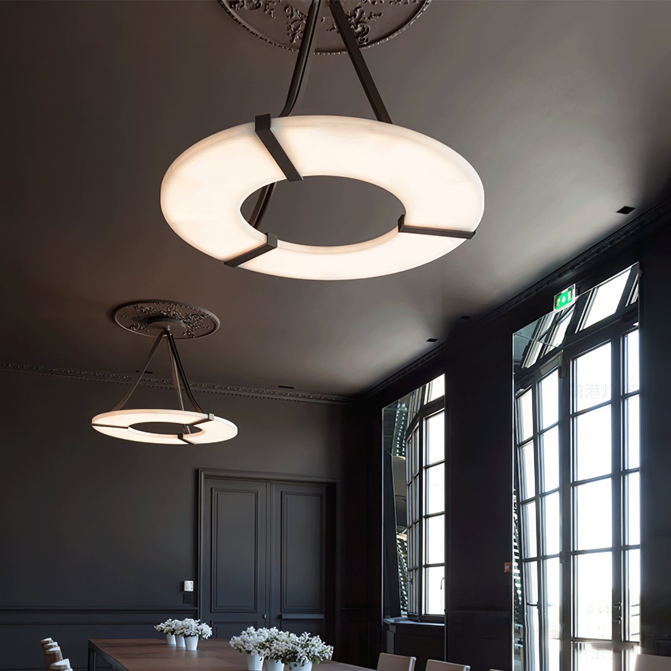 Faelor Alabaster Ring Pendant Light-Neutral Decor