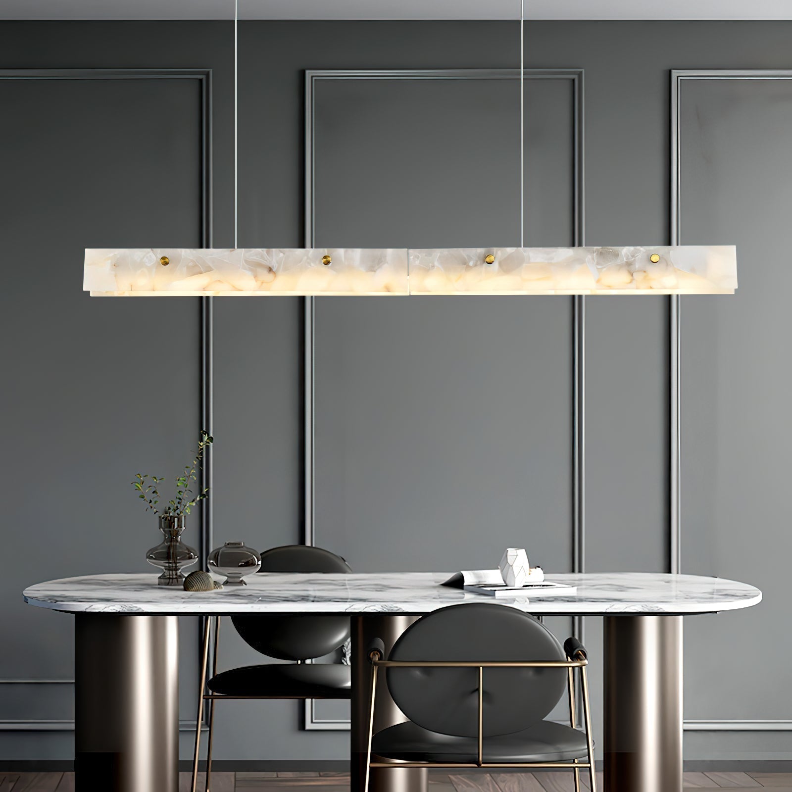 Vexor LED Modern Linear Alabaster Pendant Light-Neutral Decor