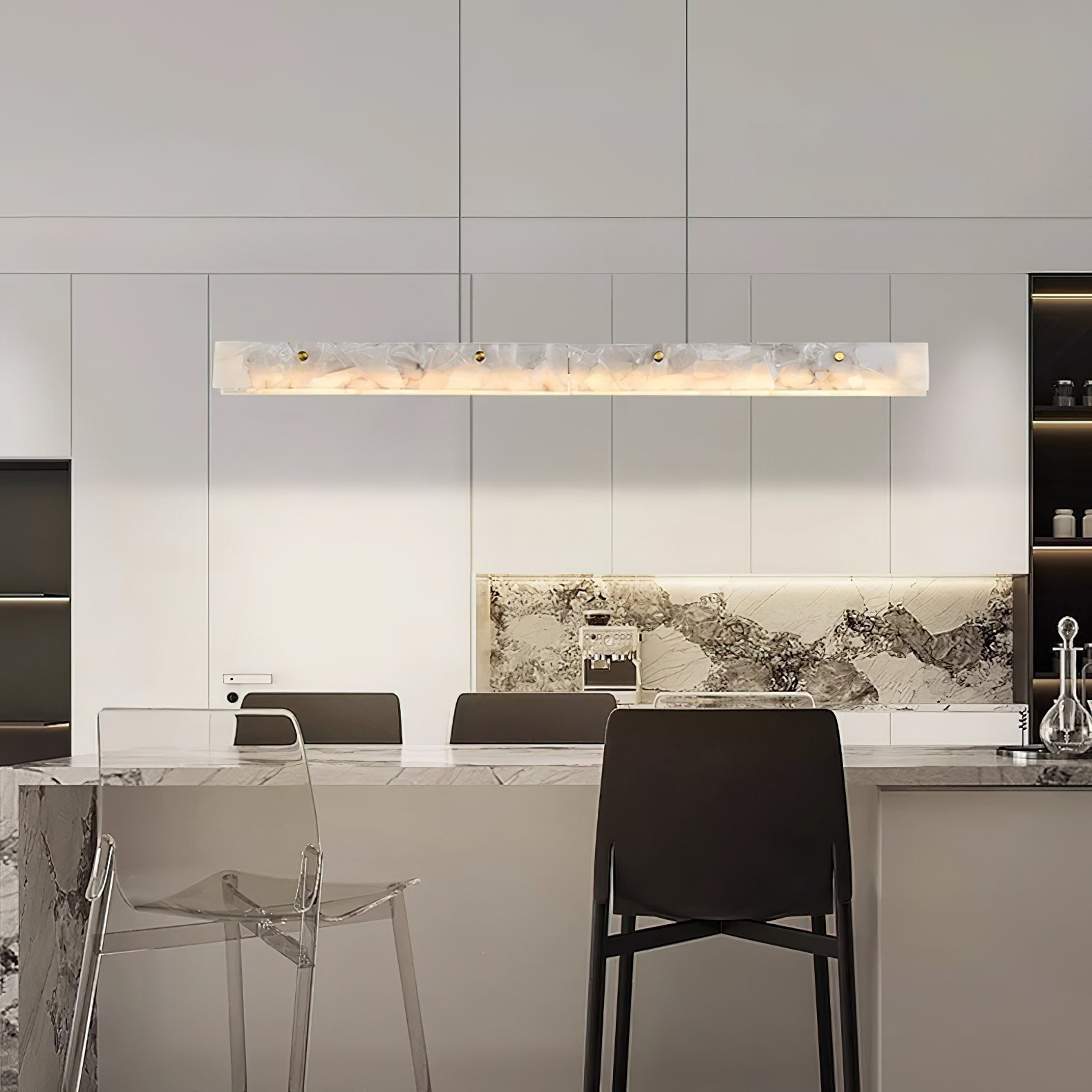 Ljomuvye LED Modern Linear Alabaster Pendant Light
