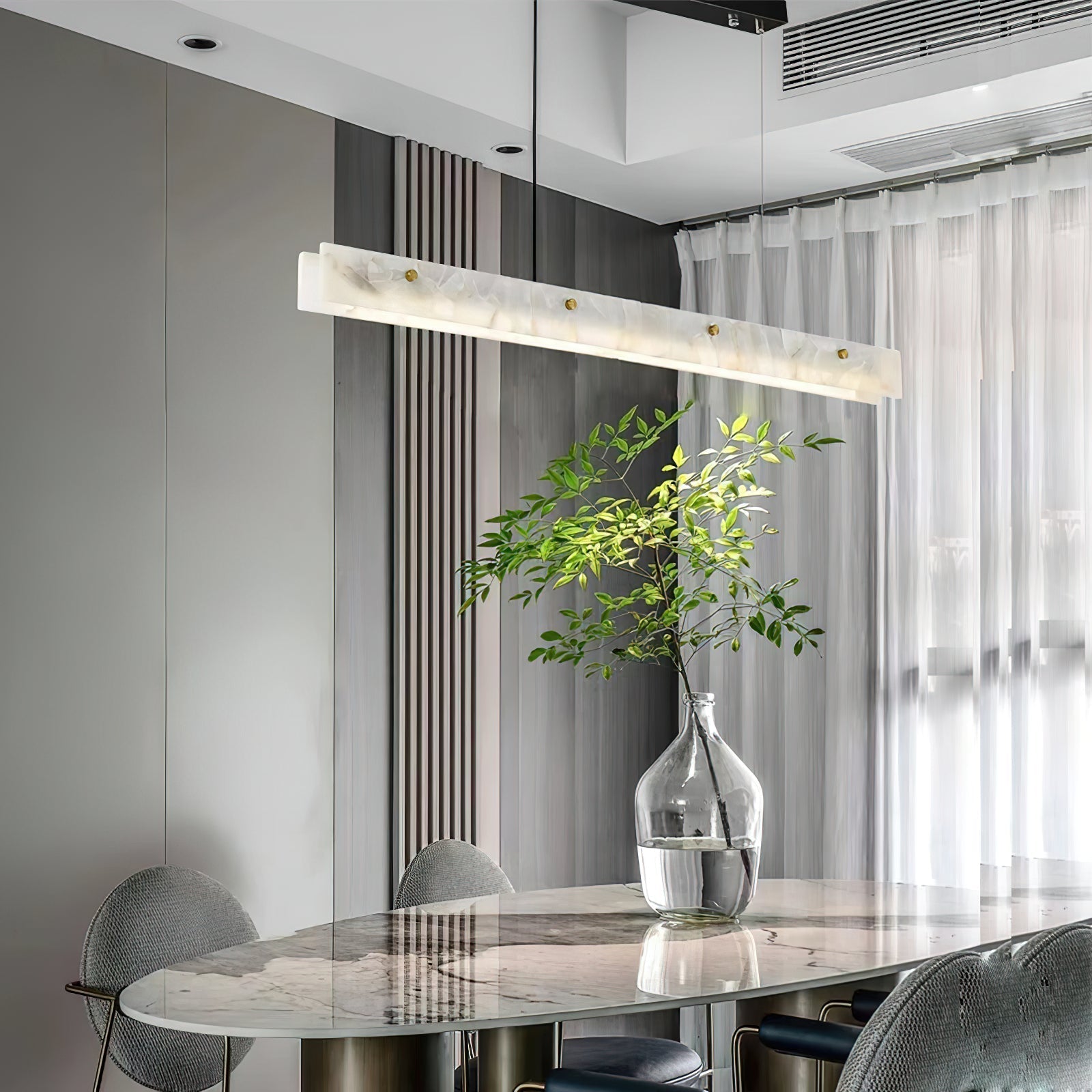 Ljomuvye LED Modern Linear Alabaster Pendant Light