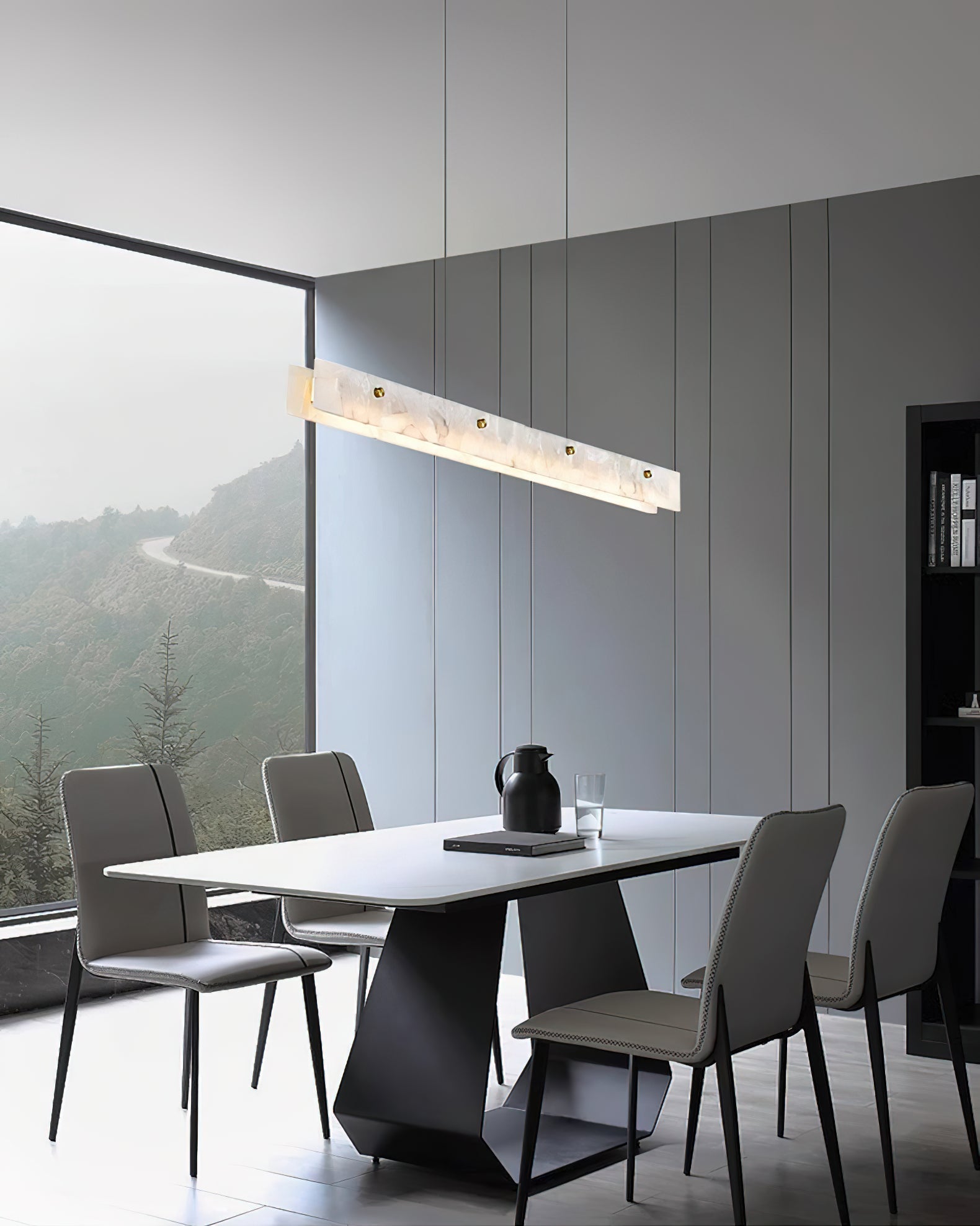 Vexor LED Modern Linear Alabaster Pendant Light-Neutral Decor