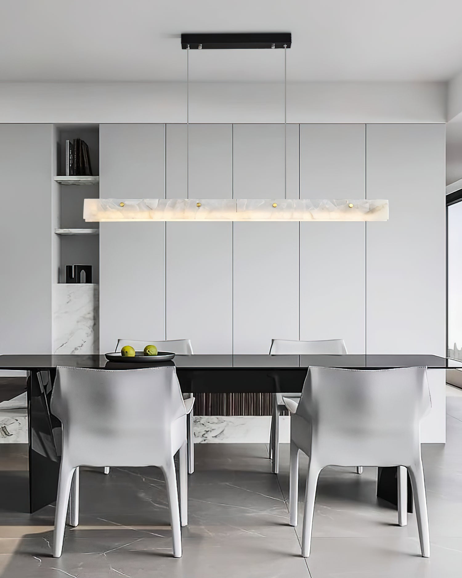Vexor LED Modern Linear Alabaster Pendant Light-Neutral Decor