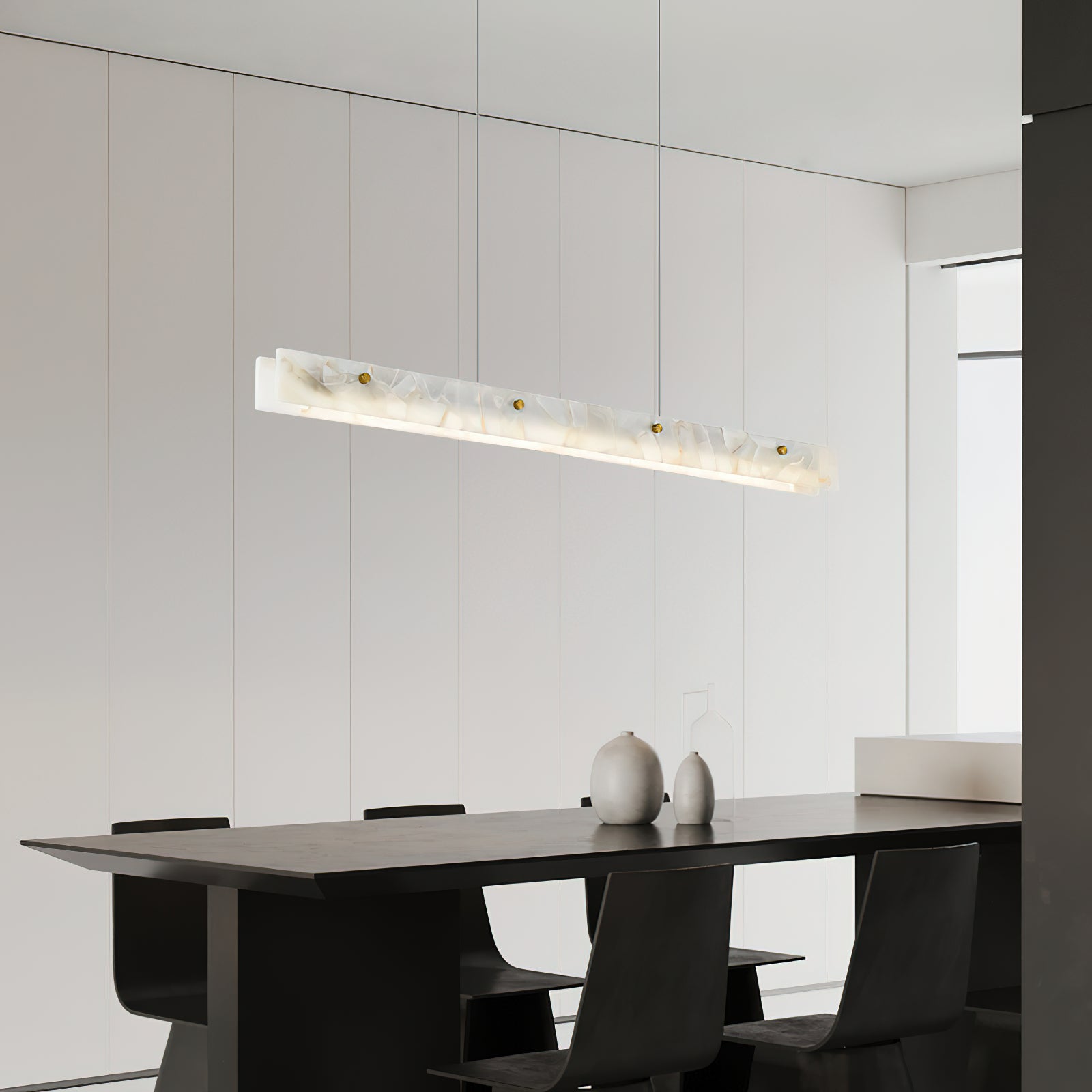 Vexor LED Modern Linear Alabaster Pendant Light-Neutral Decor