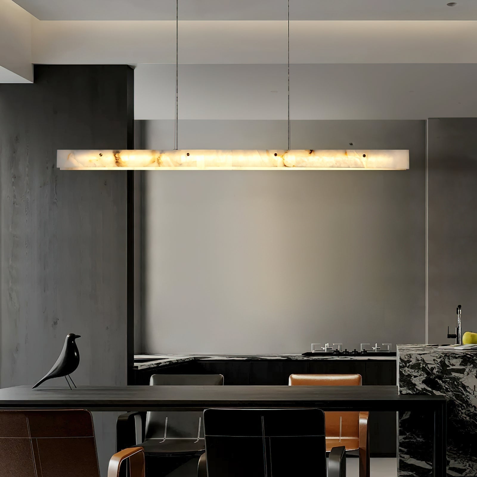 Vexor LED Modern Linear Alabaster Pendant Light-Neutral Decor