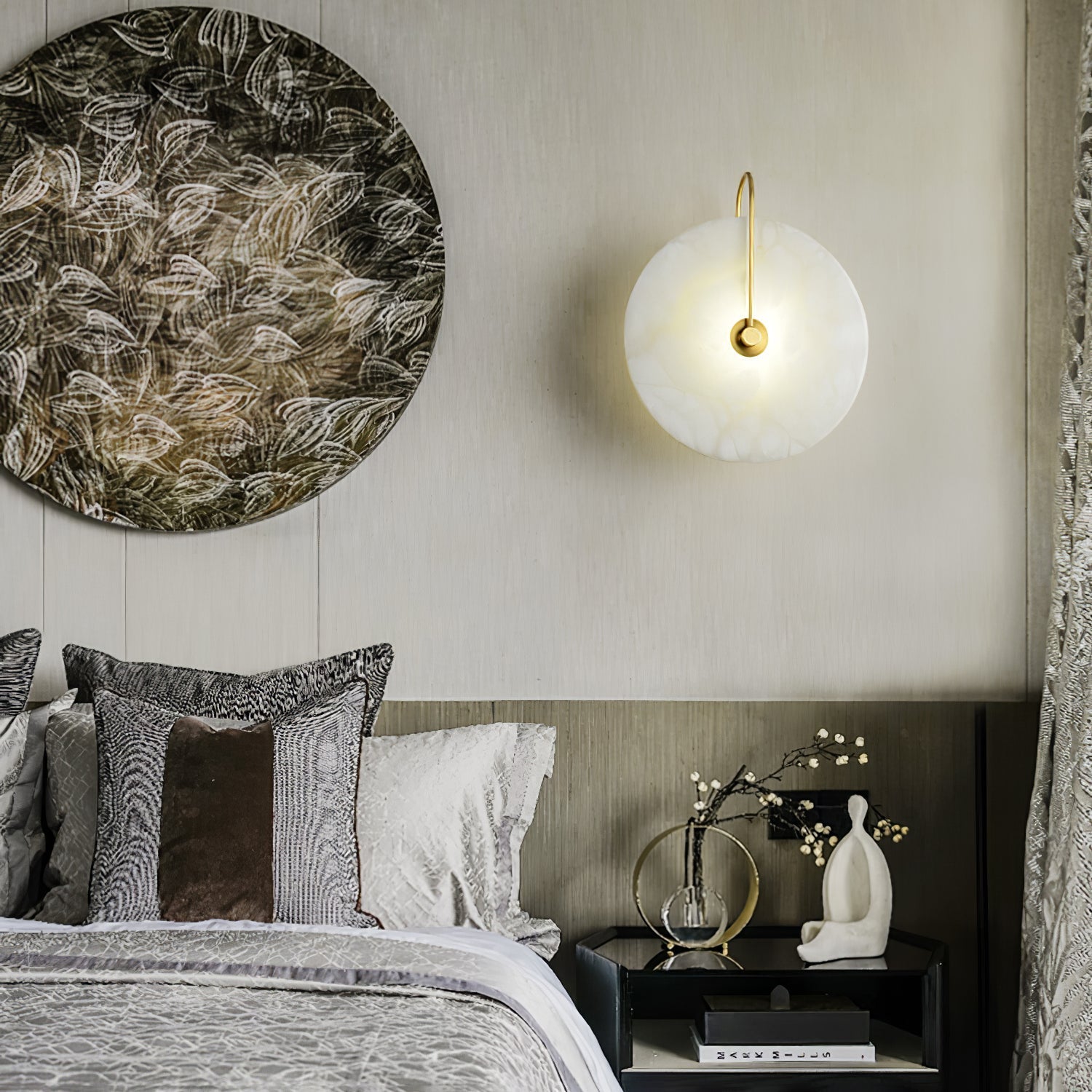 Elaris Alabaster Globe Wall Lamp-Neutral Decor