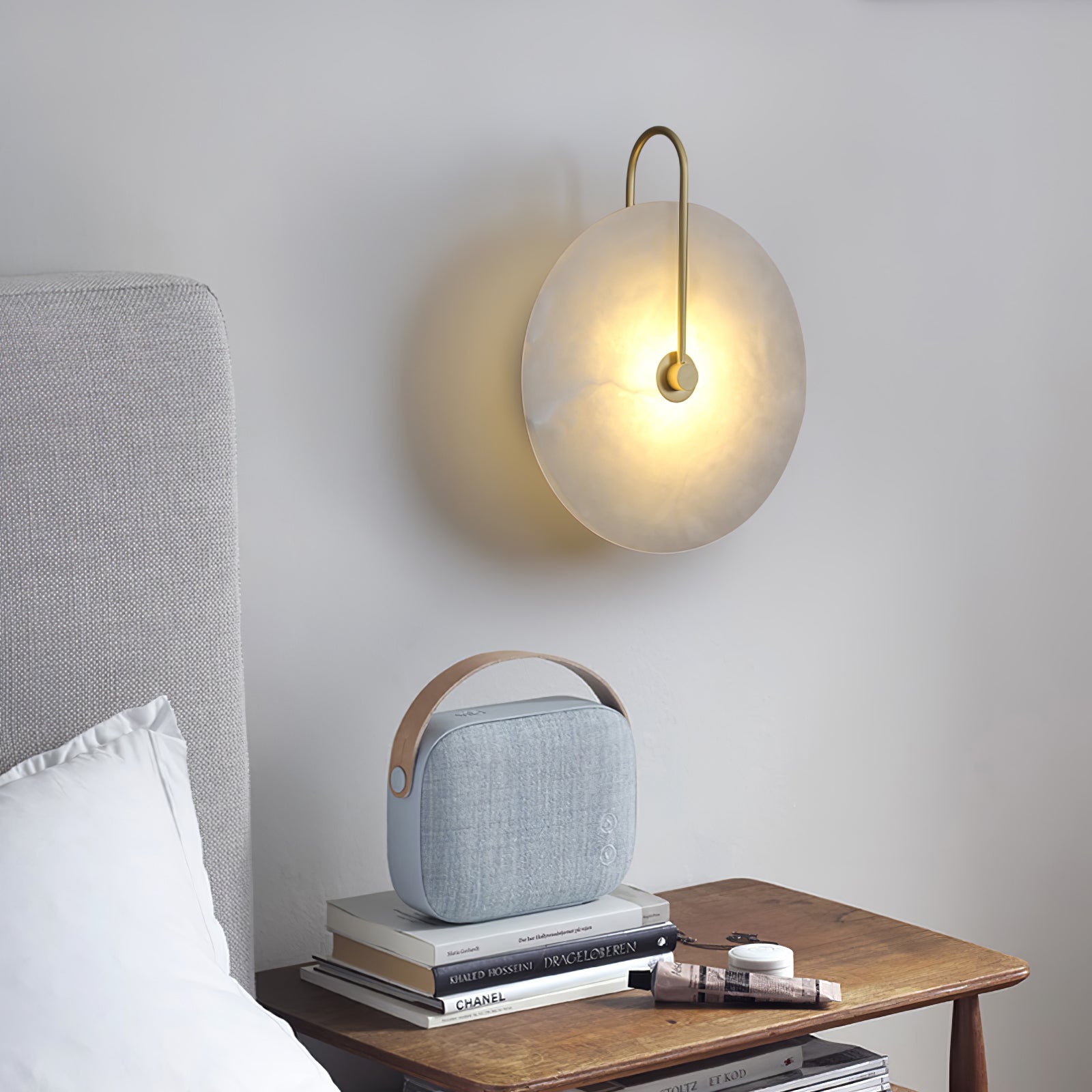 Kristy Alabaster LED Wall Lamp Round Iconic Circular-Neutral Decor