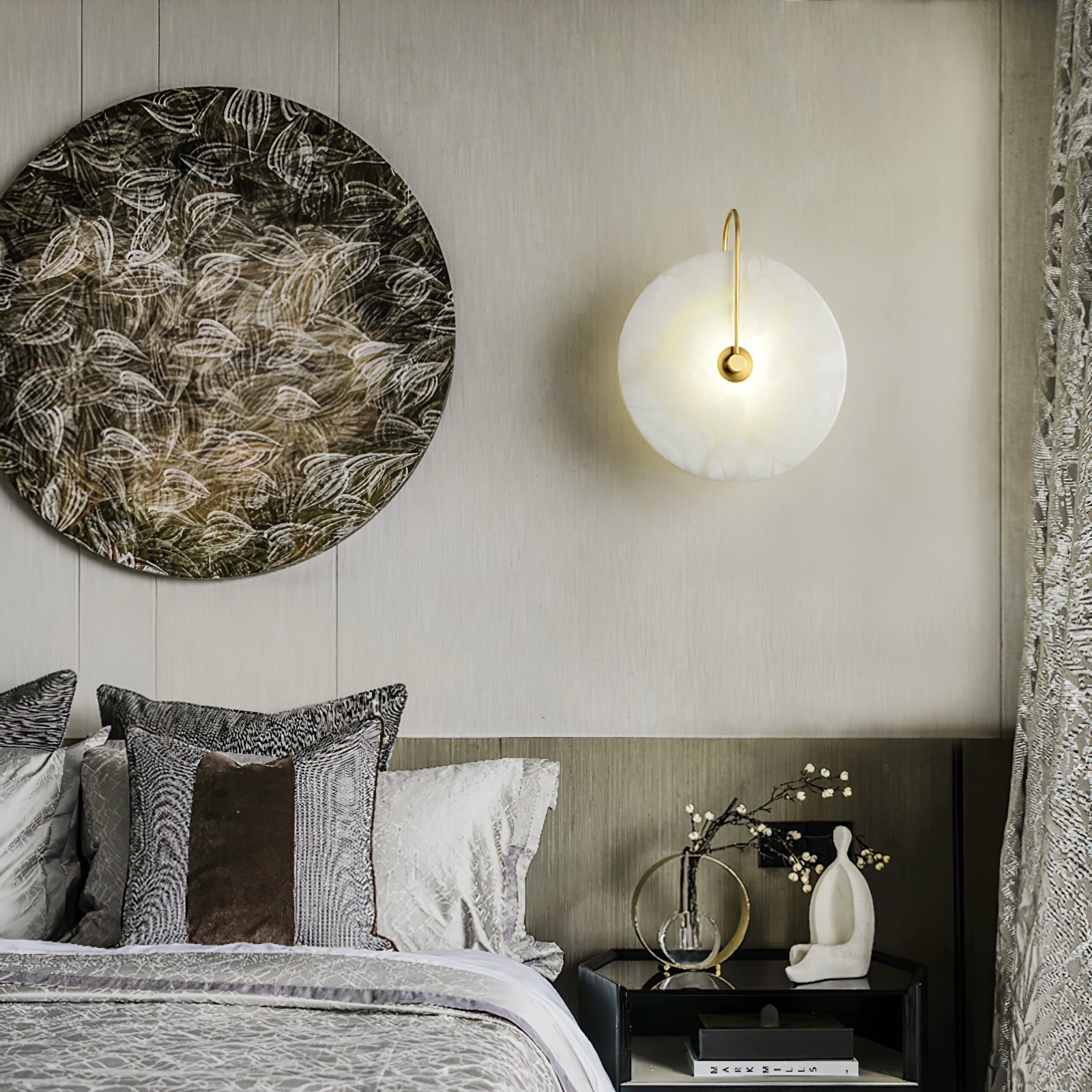 Elaris Alabaster Globe Wall Lamp-Neutral Decor