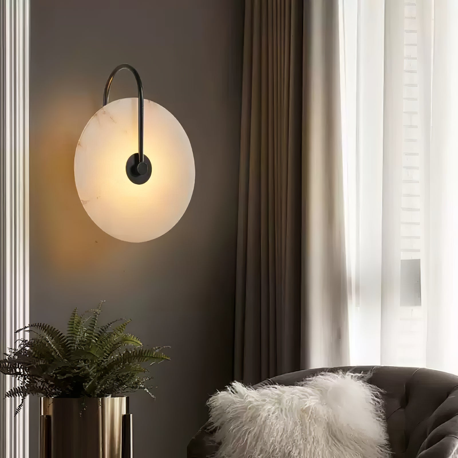 Elaris Alabaster Globe Wall Lamp-Neutral Decor