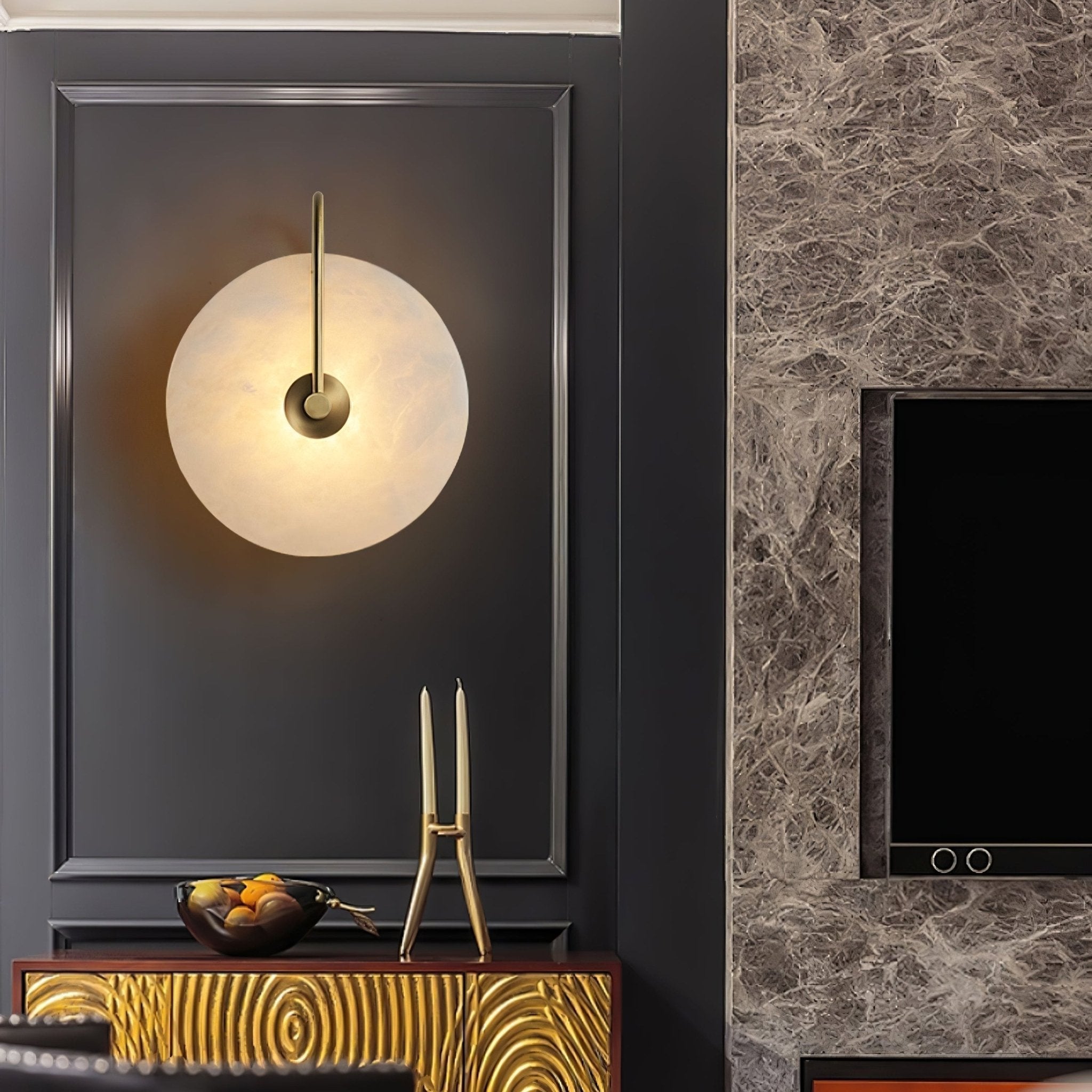 Kristy Alabaster LED Wall Lamp Round Iconic Circular-Neutral Decor