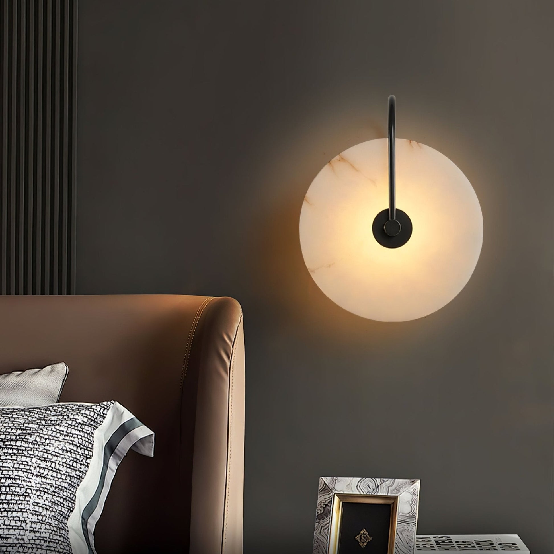 Elaris Alabaster Globe Wall Lamp-Neutral Decor
