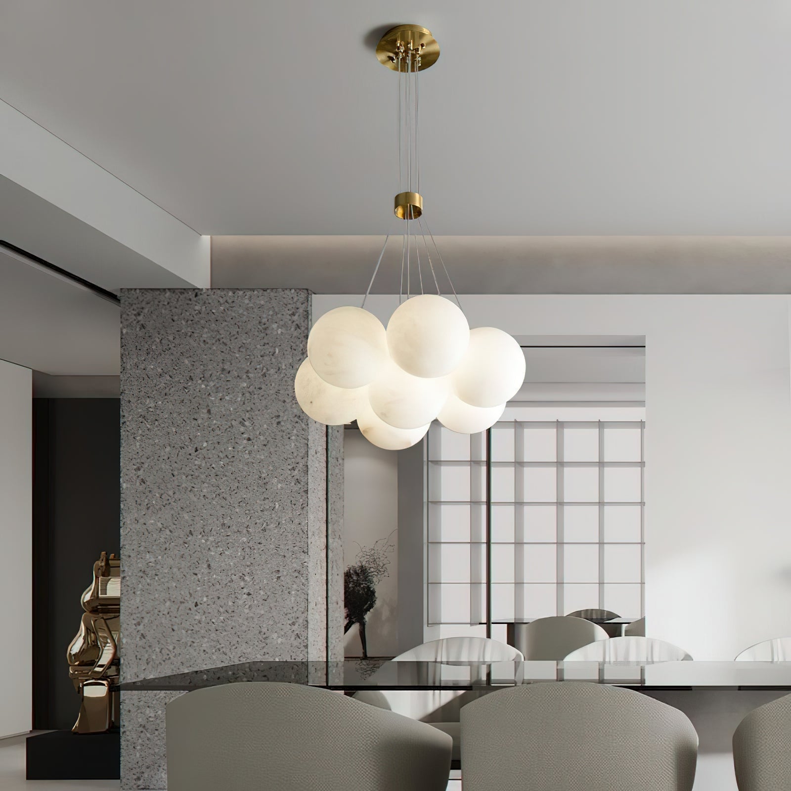 Norduvyd  Alabaster   Cluster Lunar  Chandelier