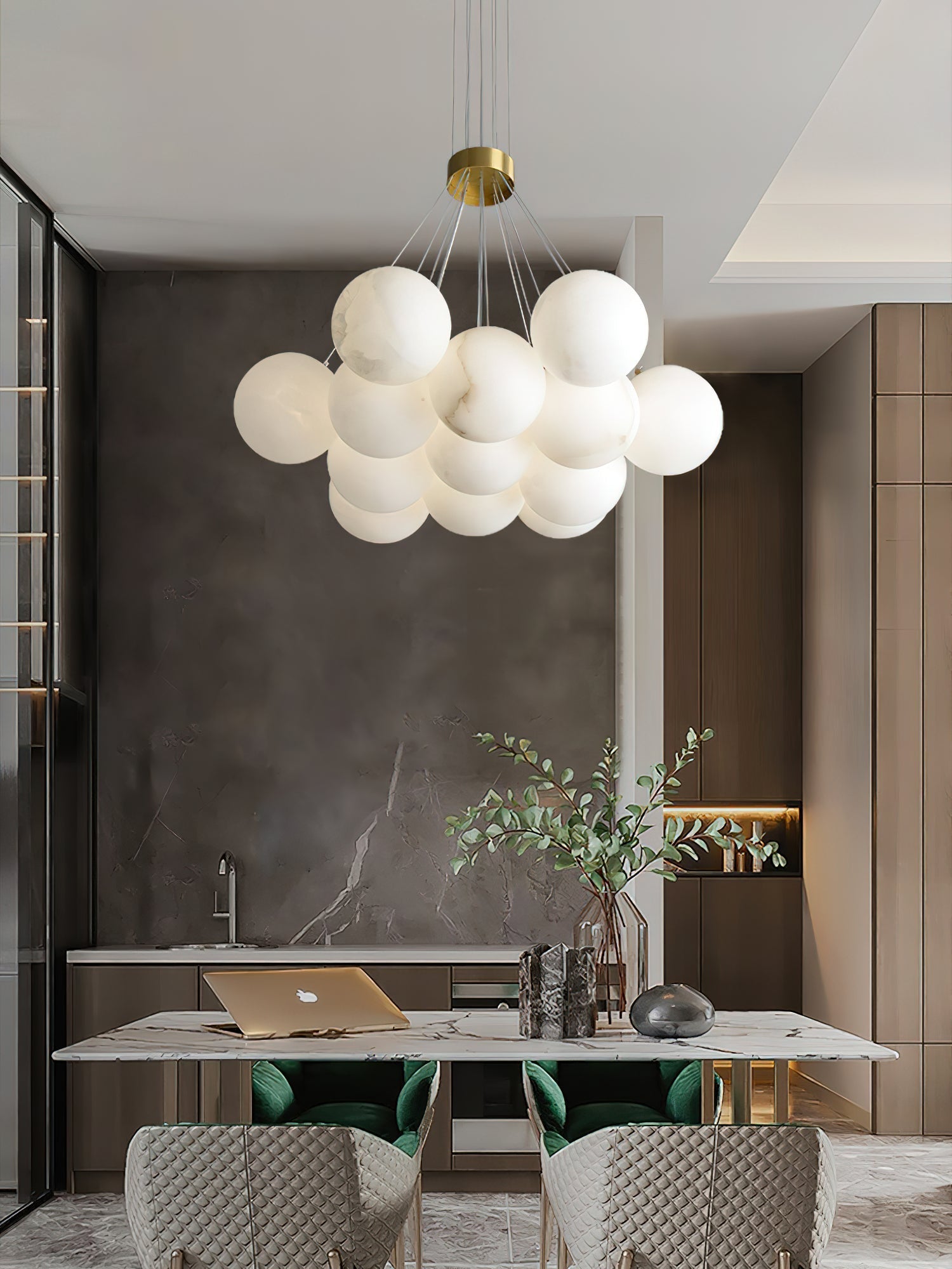 Norduvyd  Alabaster   Cluster Lunar  Chandelier