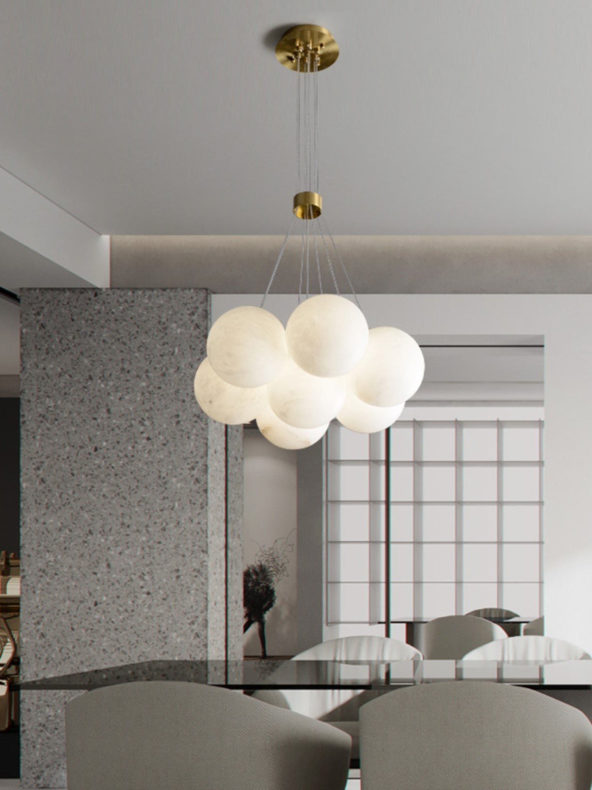 Norduvyd  Alabaster   Cluster Lunar  Chandelier