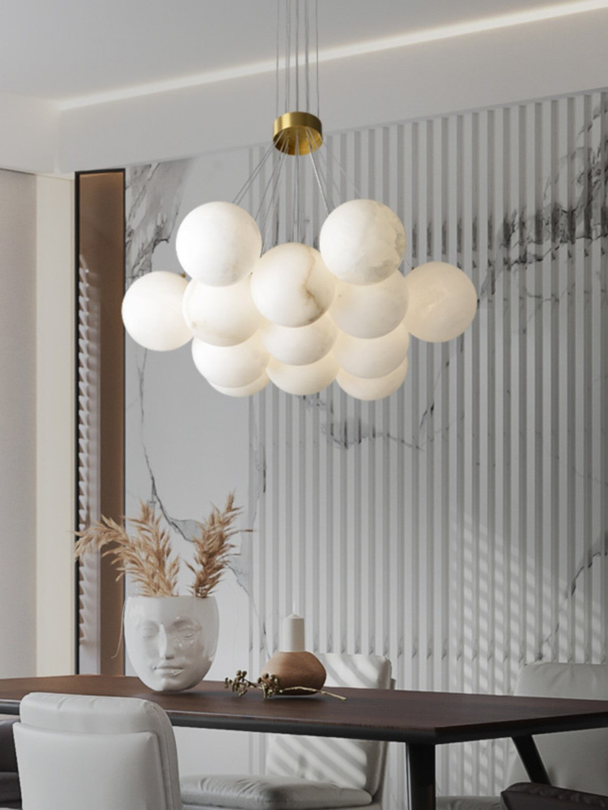 Norduvyd  Alabaster   Cluster Lunar  Chandelier