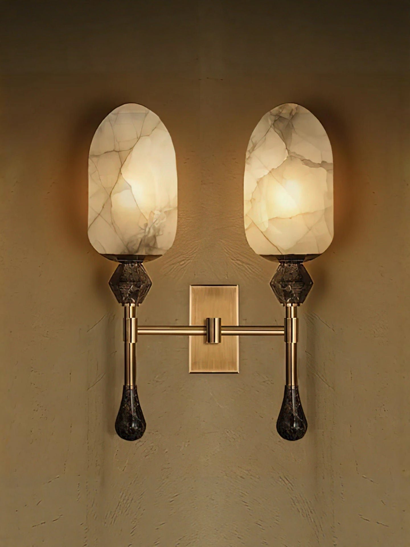Mila Vintage Alabaster Double Sconce-Neutral Decor