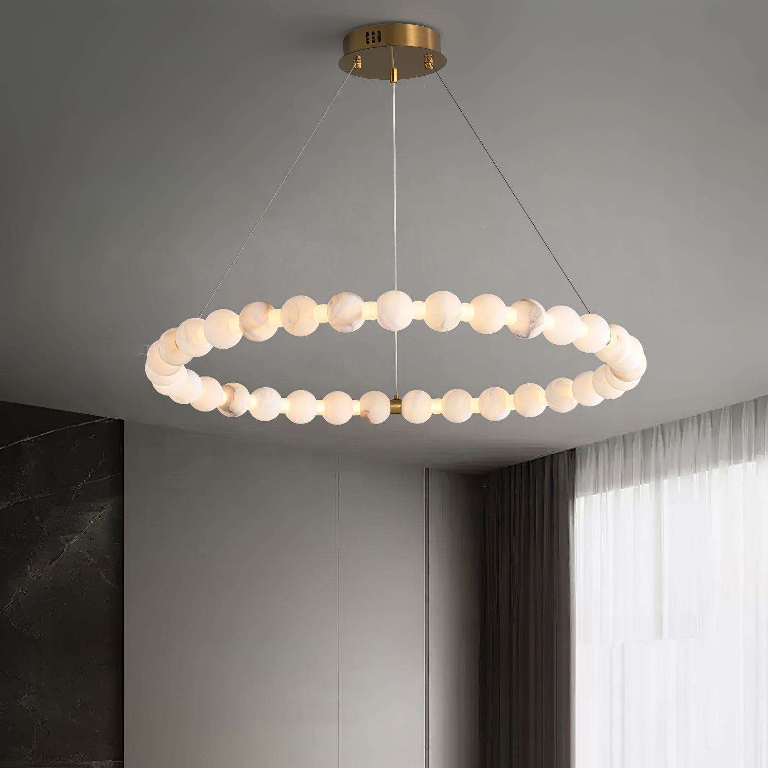 Orion Modern Alabaster Pendant Light Chandelier-Neutral Decor