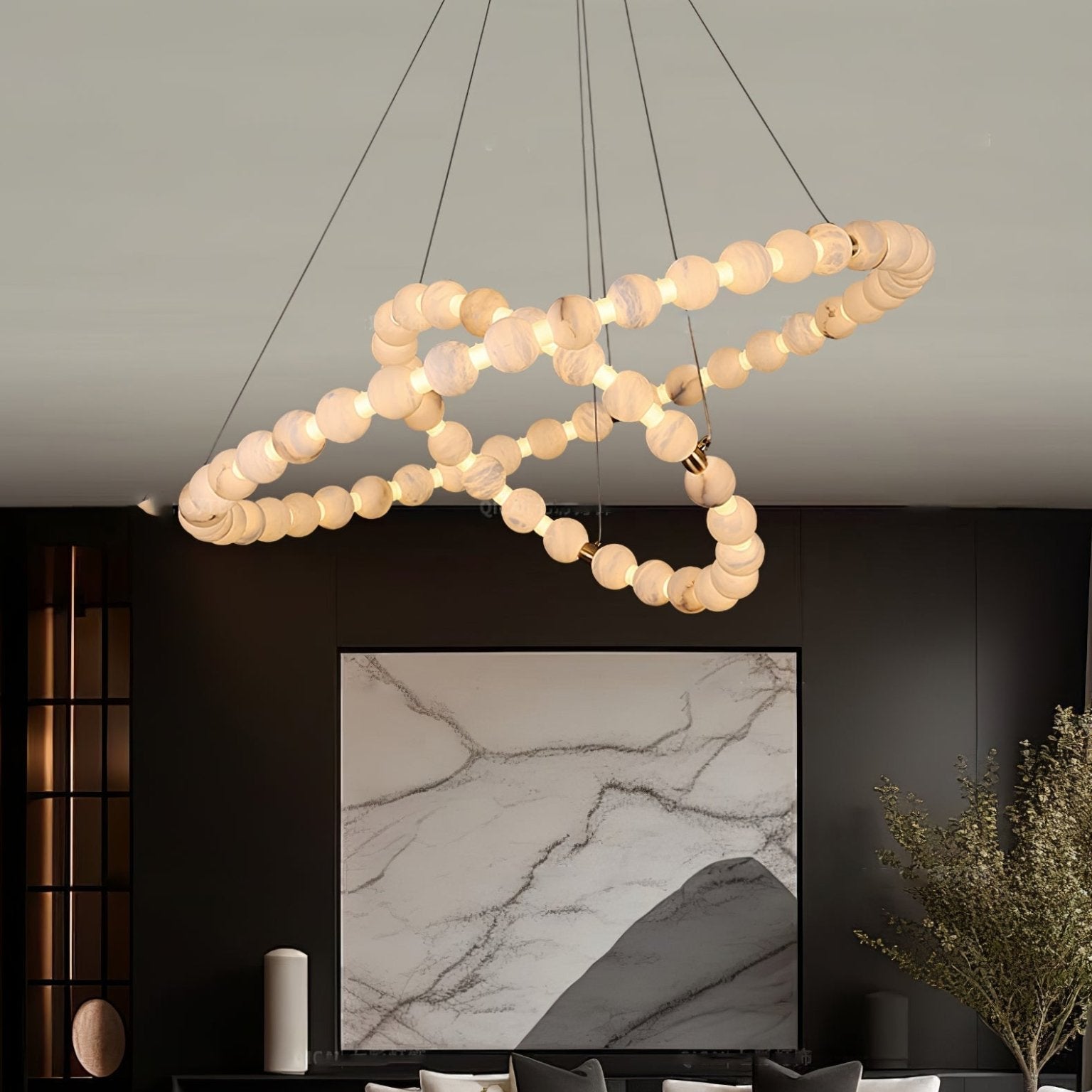 Orion Modern Alabaster Pendant Light Chandelier-Neutral Decor