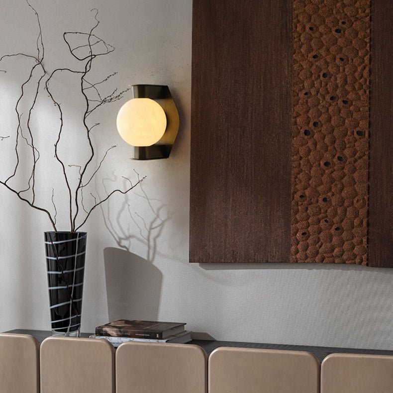 Alabaster Orb Alabaster Sconce-Neutral Decor