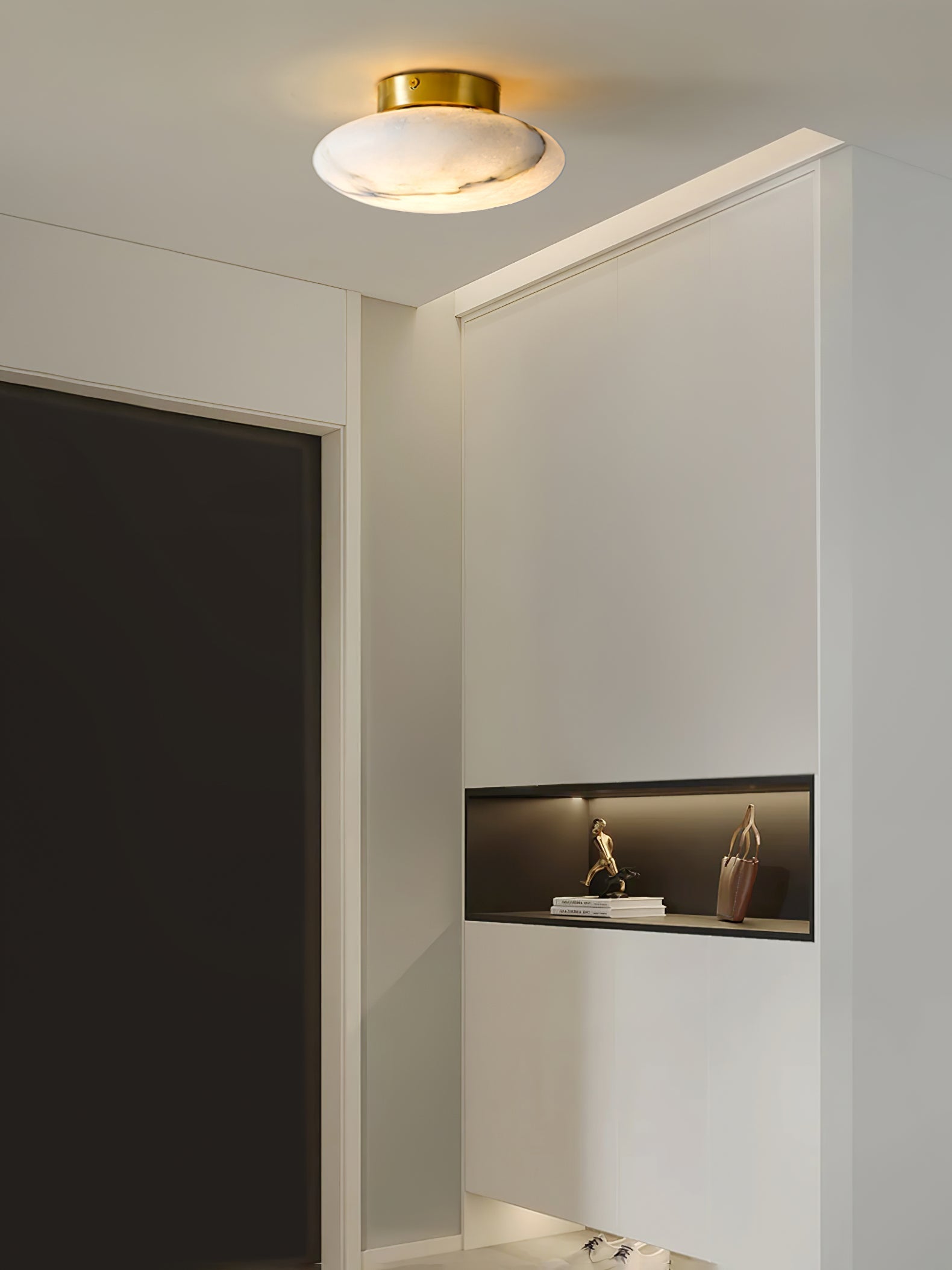 Vanorara Minimalist Alabaster Flush Mount Light-Neutral Decor