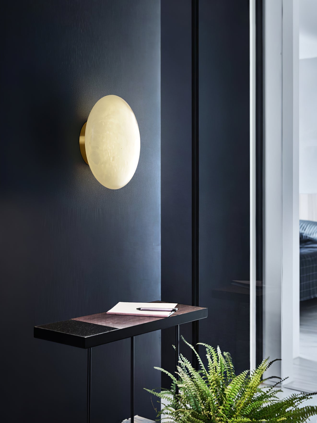 Vanorara Minimalist Alabaster Flush Mount Light-Neutral Decor