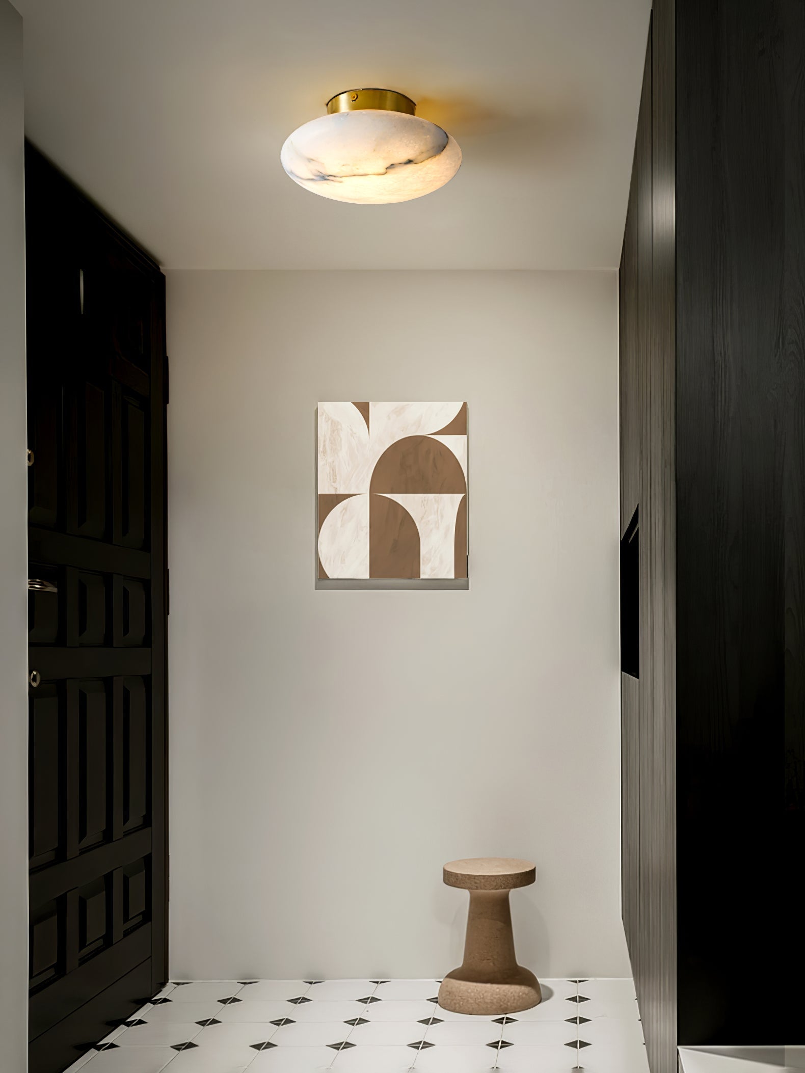 Vanorara Minimalist Alabaster Flush Mount Light-Neutral Decor