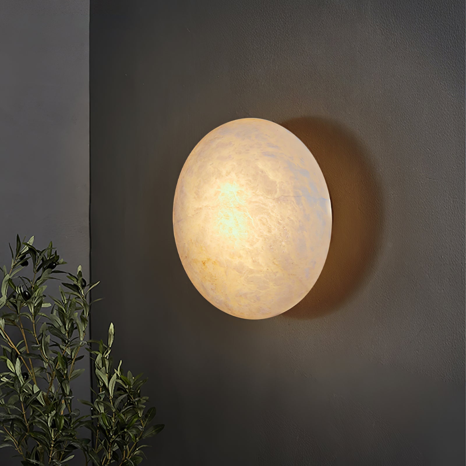 Vanorara Minimalist Alabaster Flush Mount Light-Neutral Decor