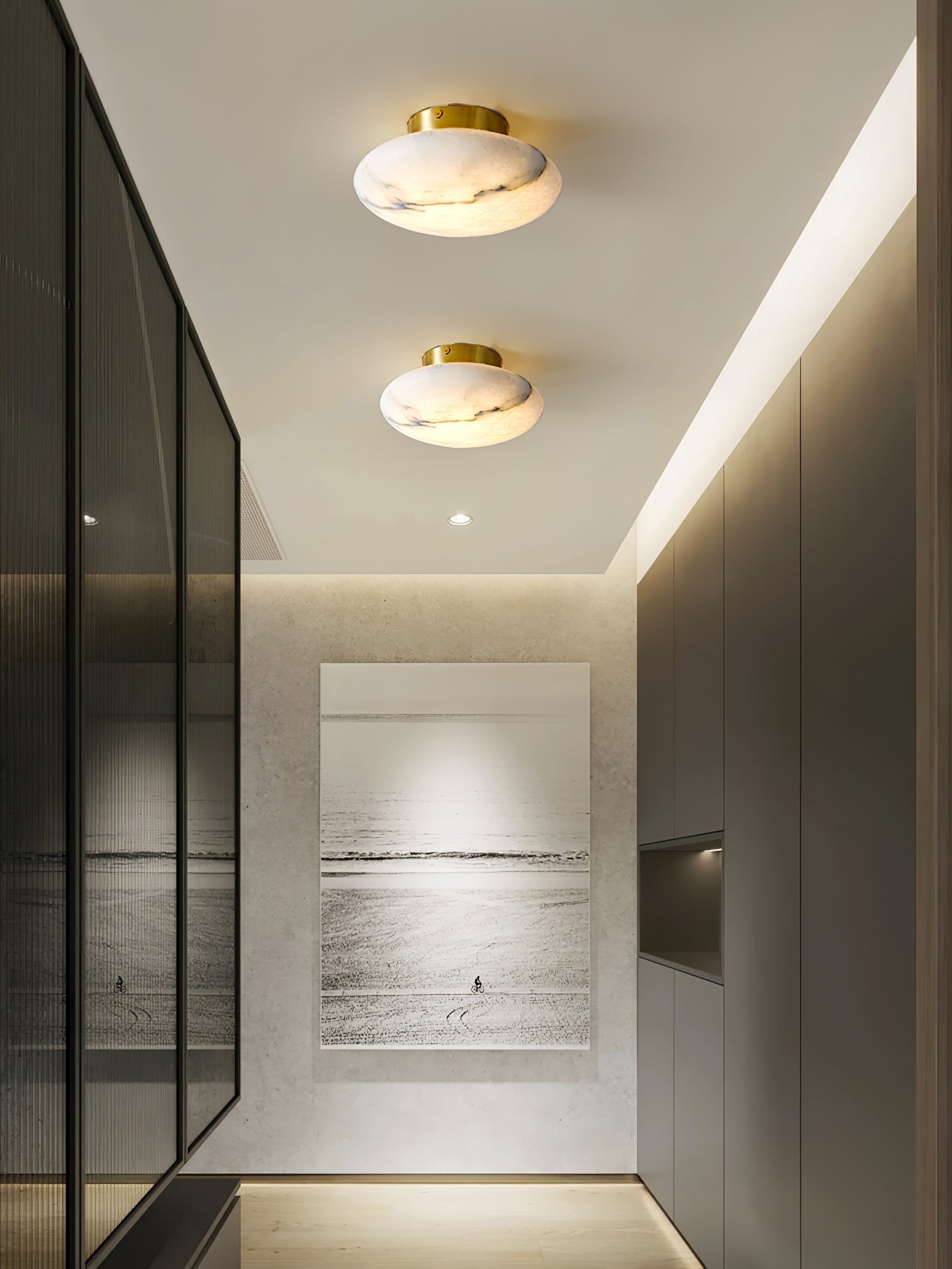 Vanorara Minimalist Alabaster Flush Mount Light-Neutral Decor