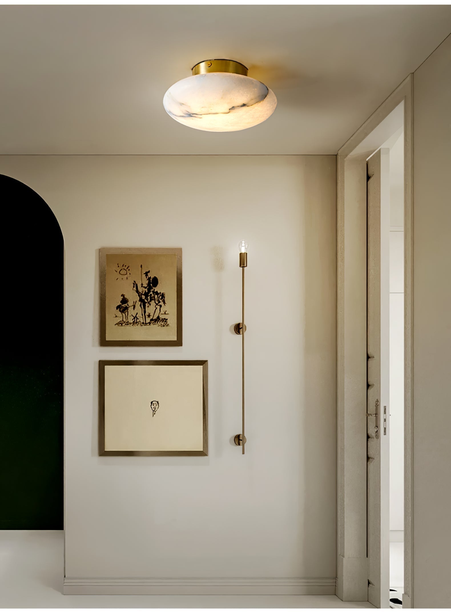 Vanorara Minimalist Alabaster Flush Mount Light-Neutral Decor